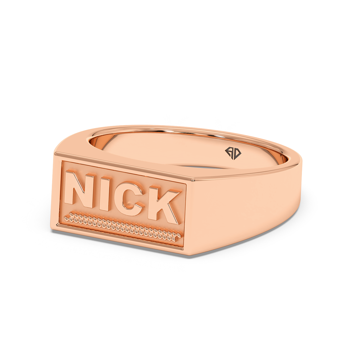 18K Rose Gold Nick Engraved Signet Ring