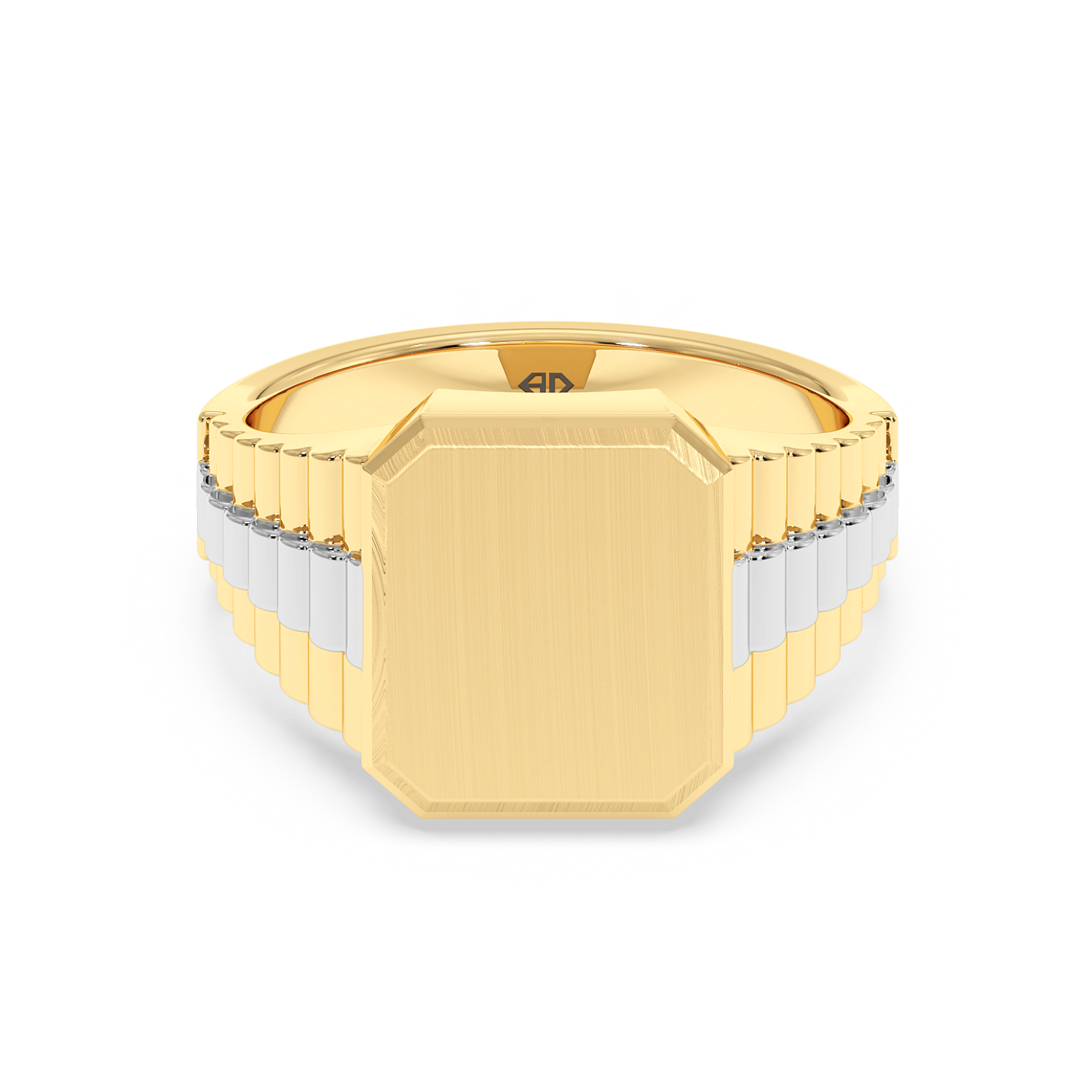 18K White Gold 2 Colour Signet Ring