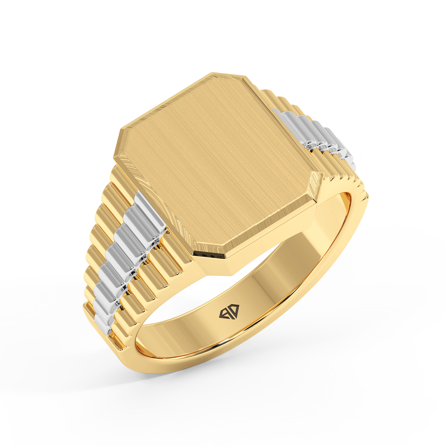 18K Yellow Gold 2 Colour Signet Ring