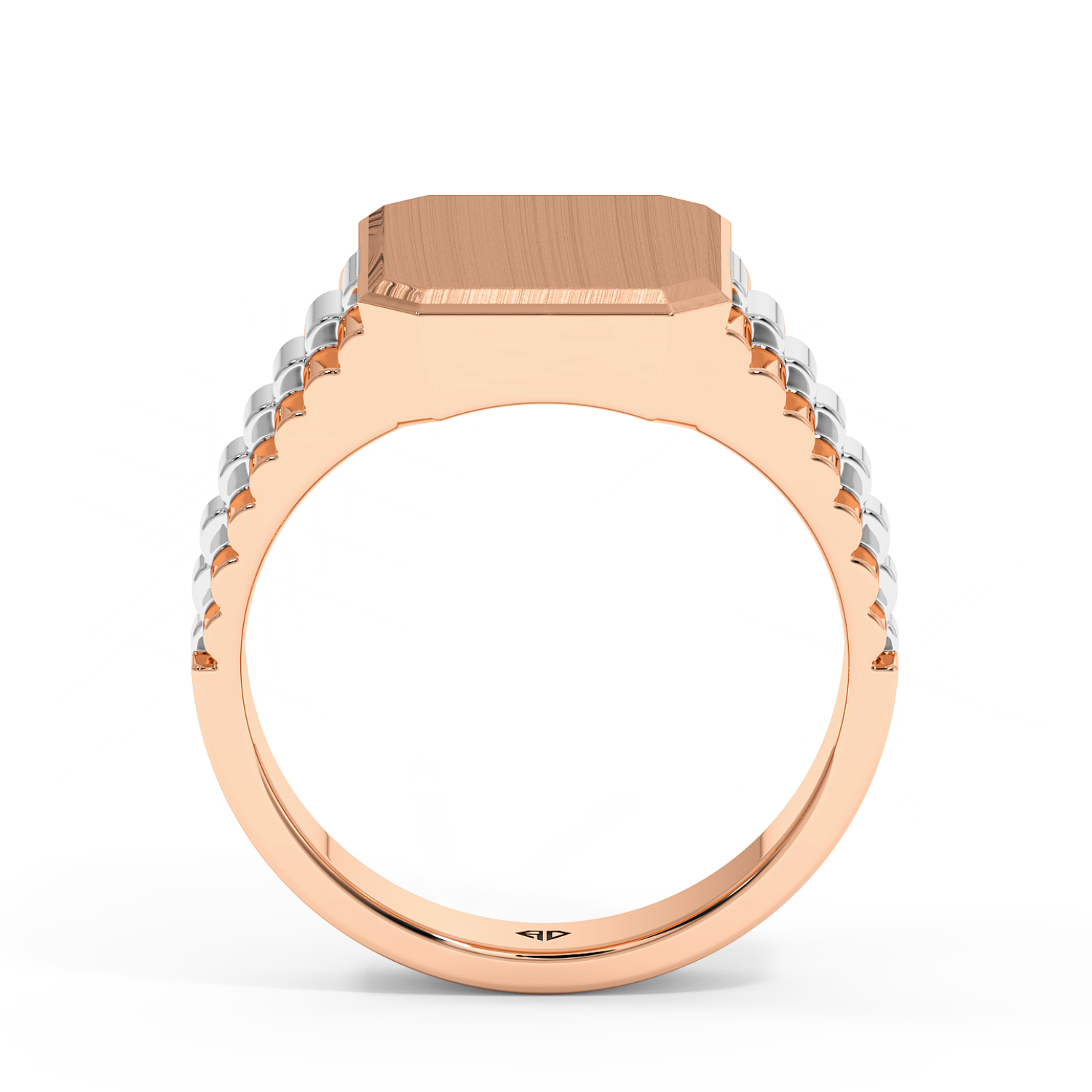 18K Rose Gold 2 Colour Signet Ring