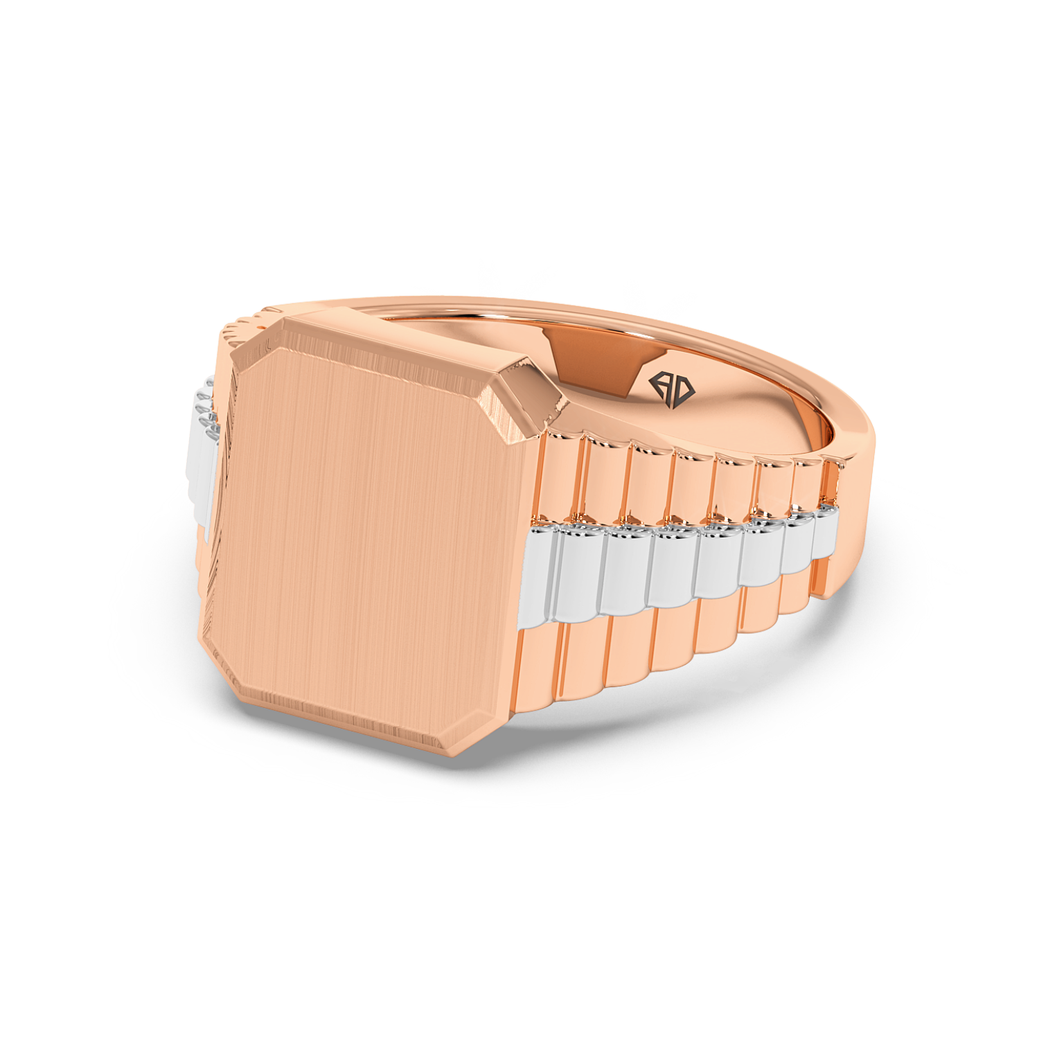 18K Rose Gold 2 Colour Signet Ring