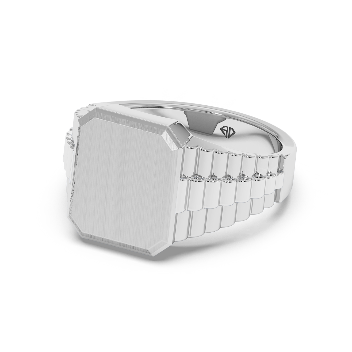 18K White Gold 2 Colour Signet Ring