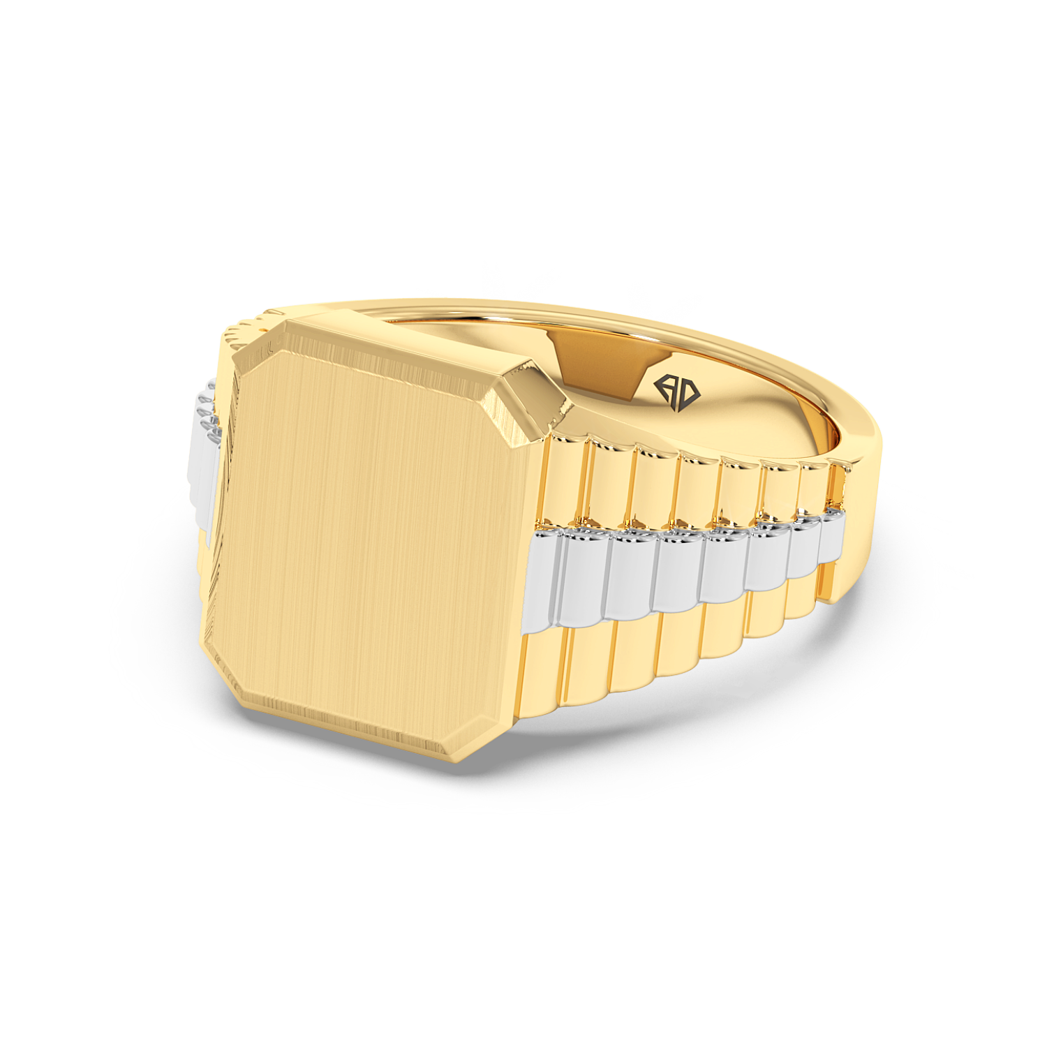 18K Yellow Gold 2 Colour Signet Ring