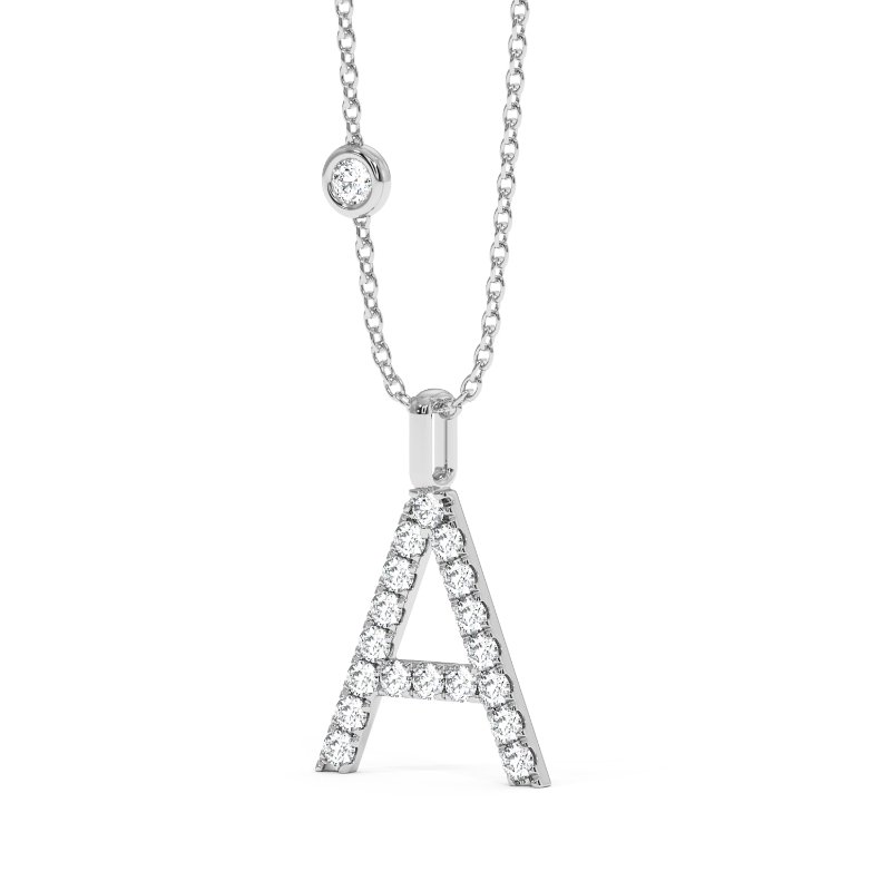 18K White Gold Initial Pendant