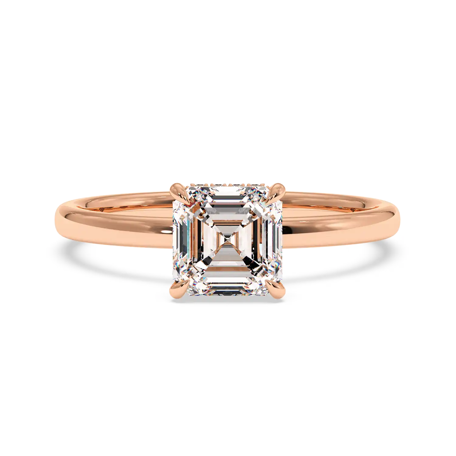 18K White Gold Angie Plain Shank Hidden Halo Engagement Ring