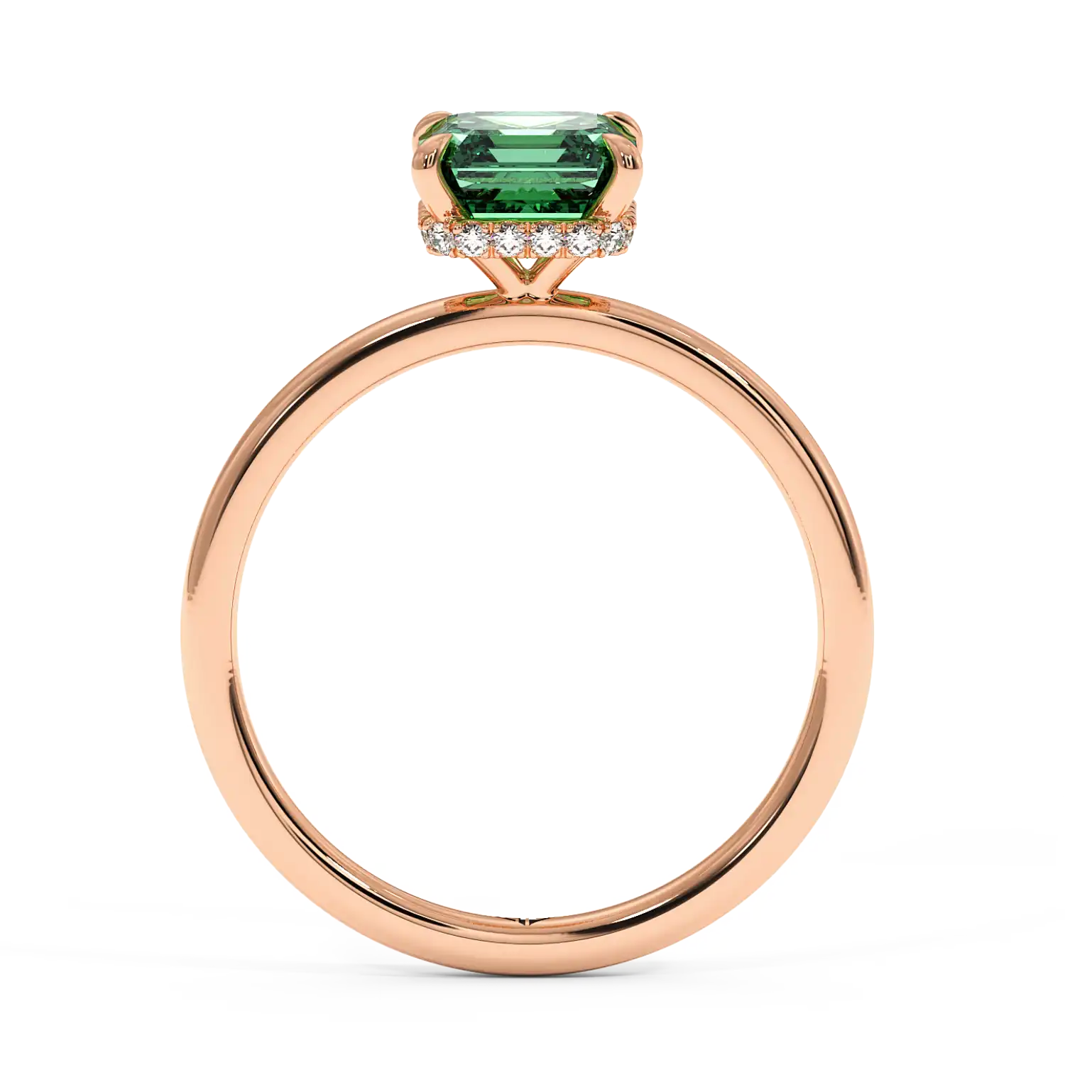18K Rose Gold Angie Plain Shank Hidden Halo Engagement Ring