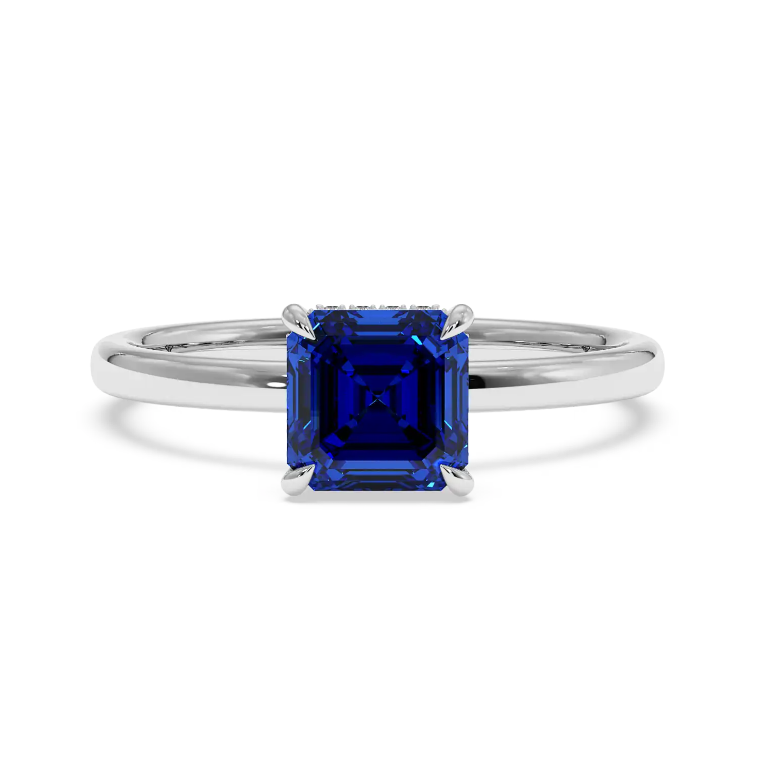 Platinum Angie Plain Shank Hidden Halo Engagement Ring