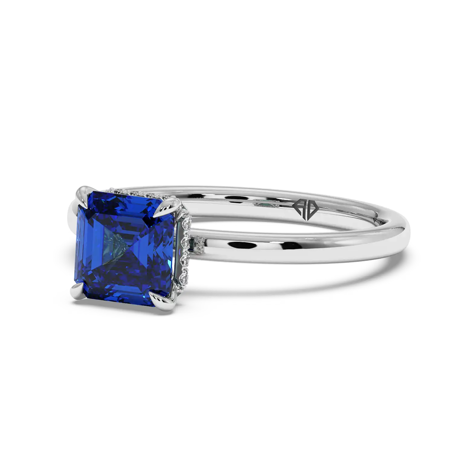 Platinum Angie Plain Shank Hidden Halo Engagement Ring