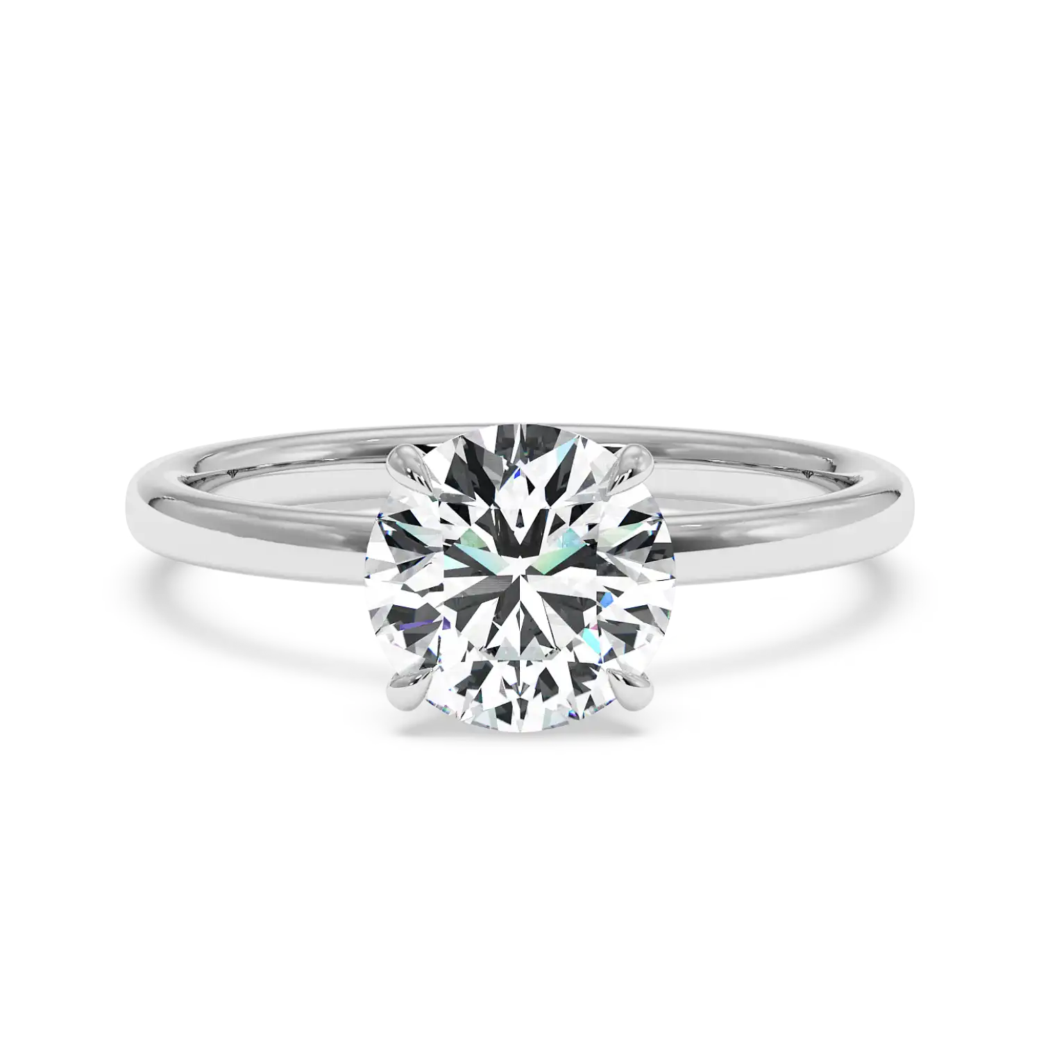 18K White Gold Angie Plain Shank Hidden Halo Engagement Ring