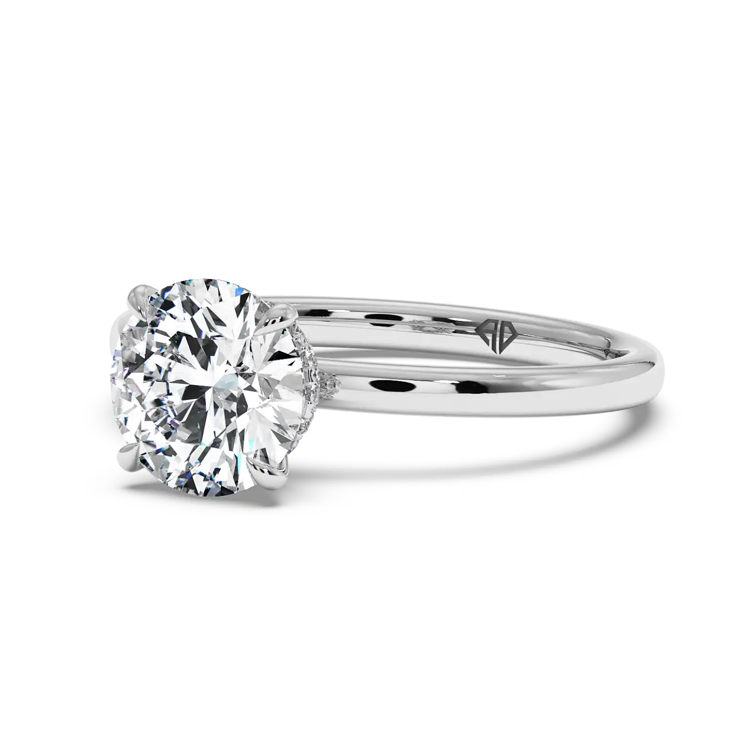Platinum Angie Plain Shank Hidden Halo Engagement Ring