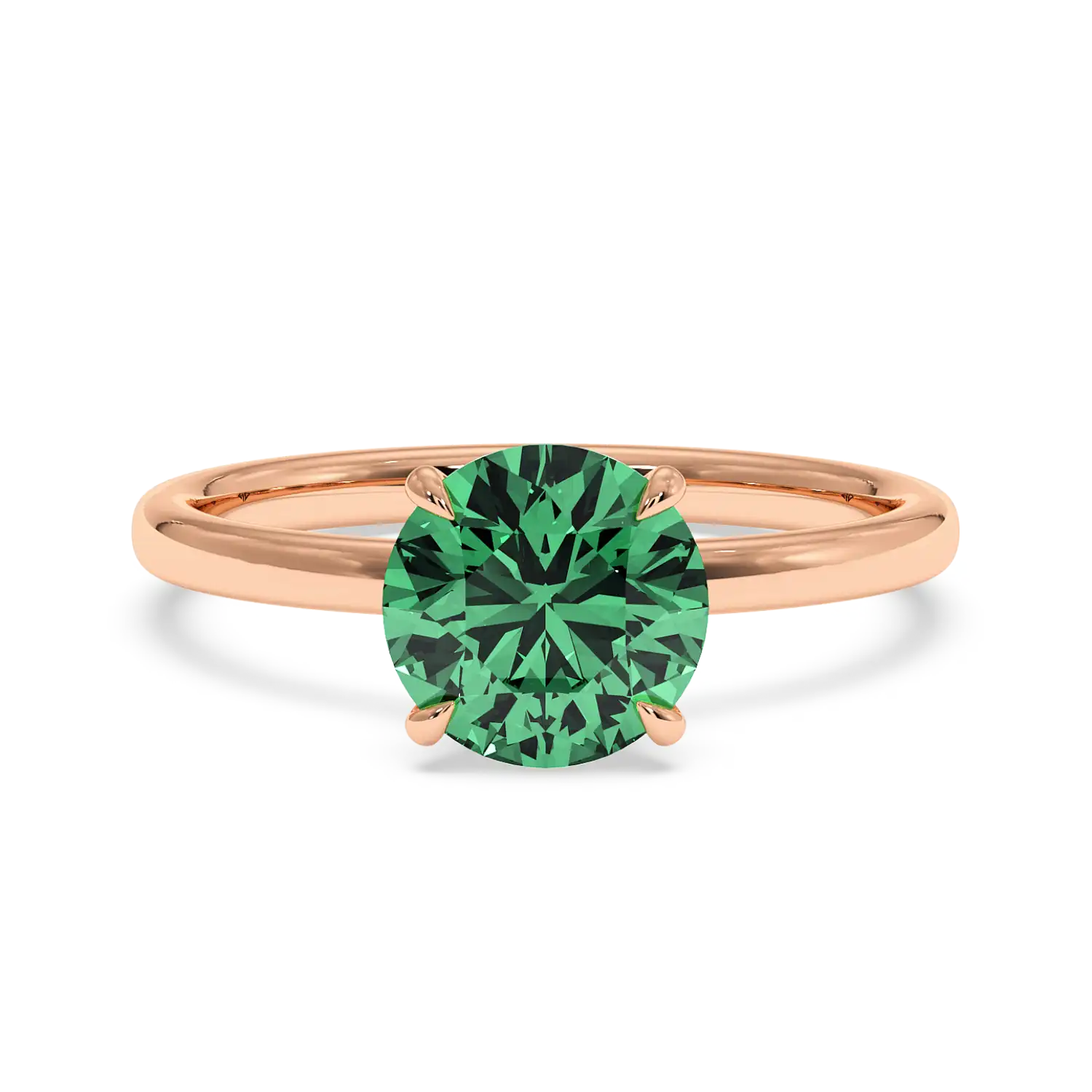 18K Rose Gold Angie Plain Shank Hidden Halo Engagement Ring