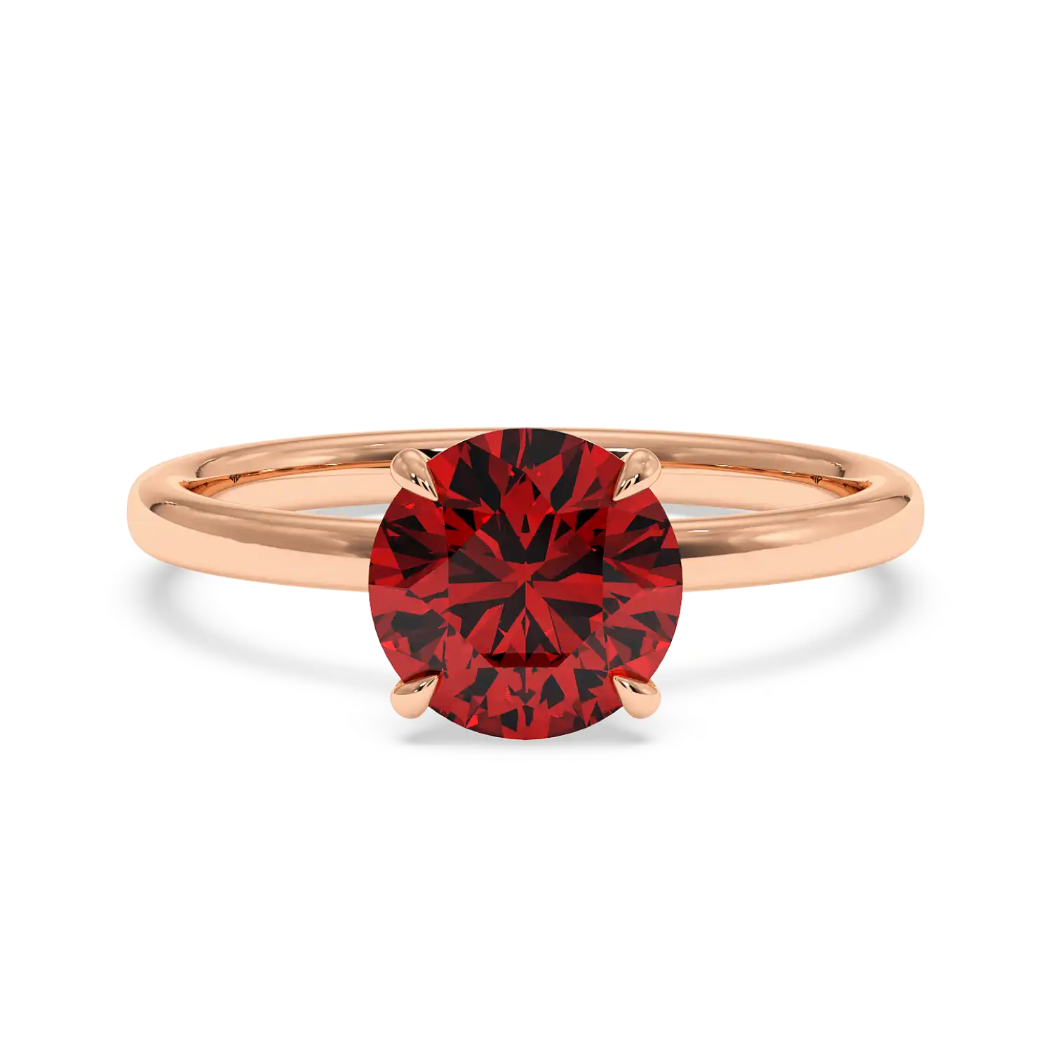 18K Rose Gold Angie Plain Shank Hidden Halo Engagement Ring