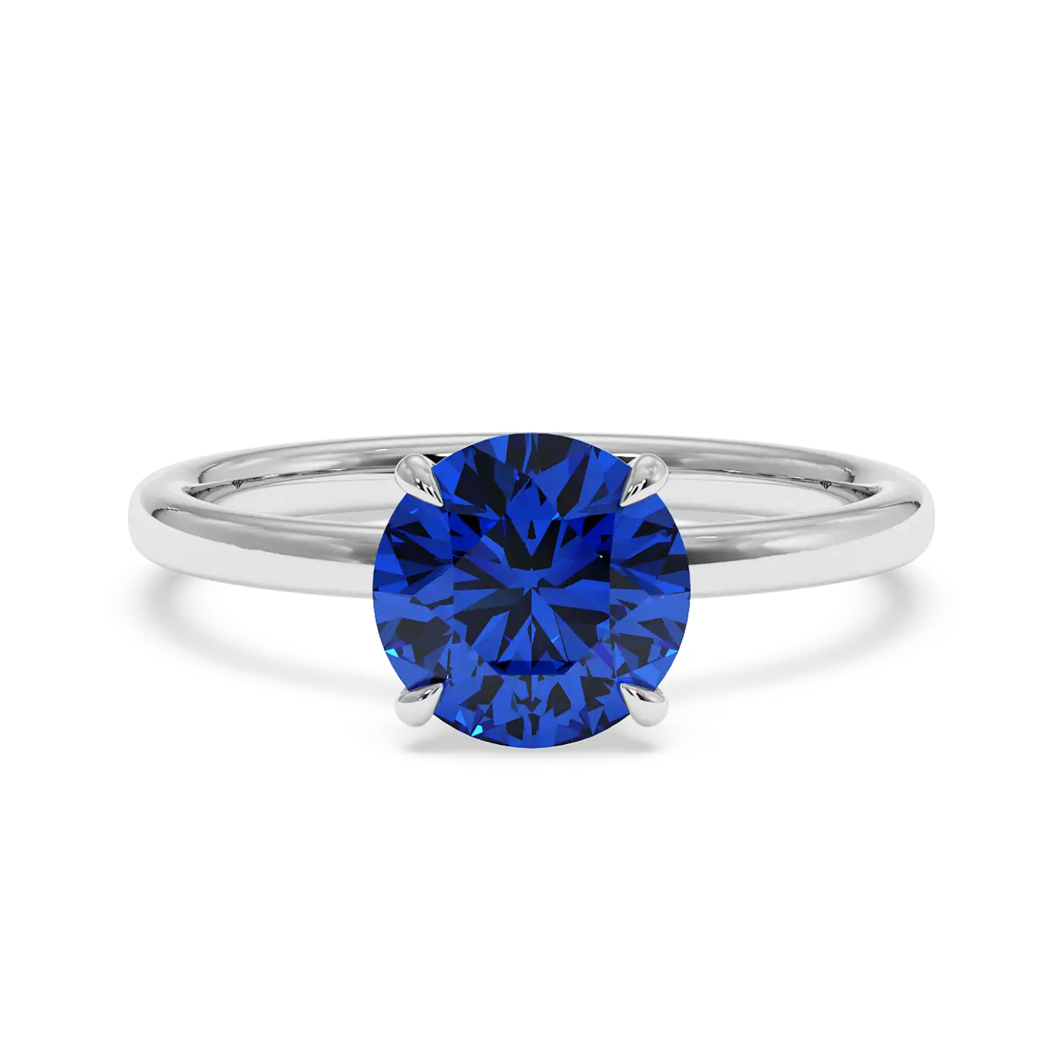 18K White Gold Angie Plain Shank Hidden Halo Engagement Ring