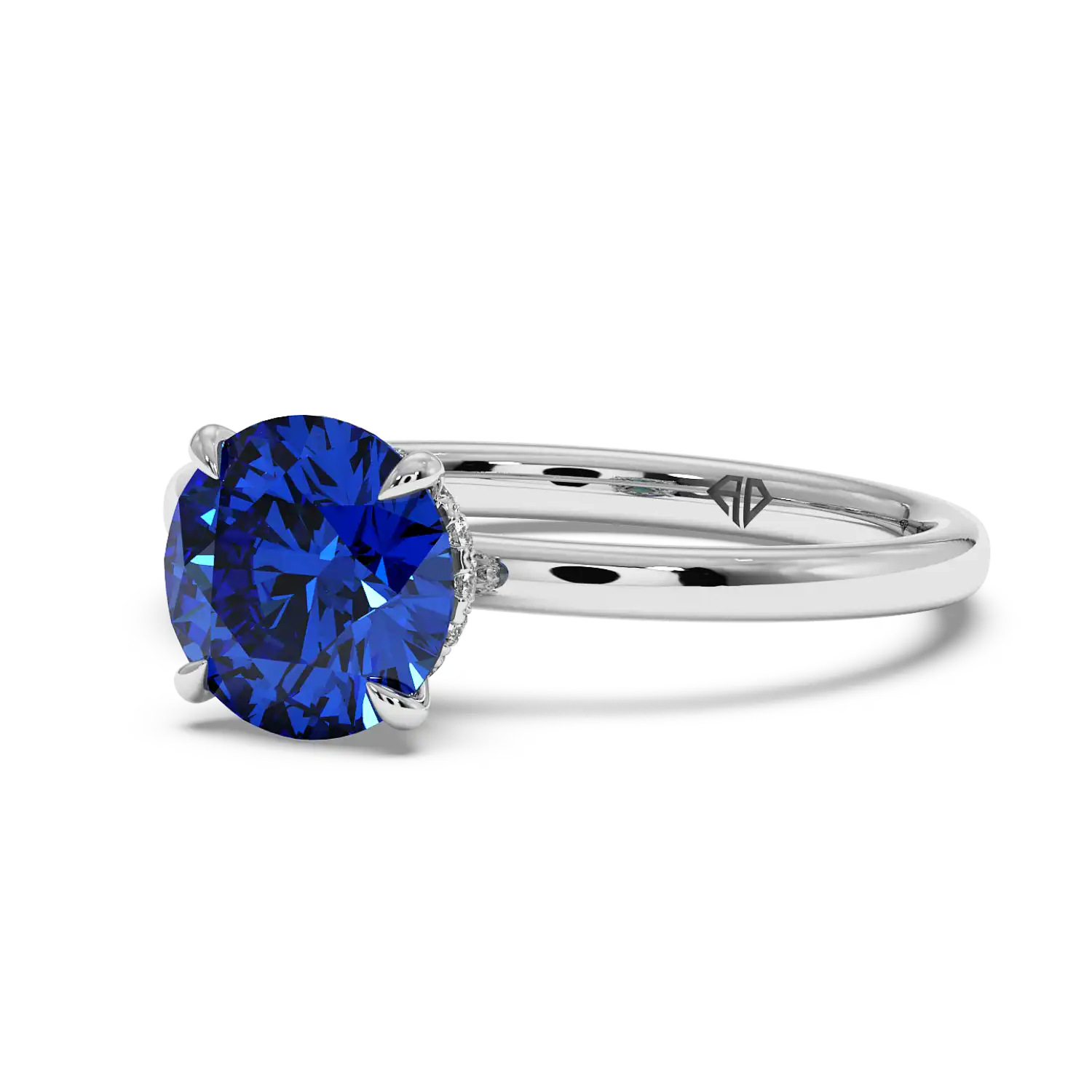 Platinum Angie Plain Shank Hidden Halo Engagement Ring