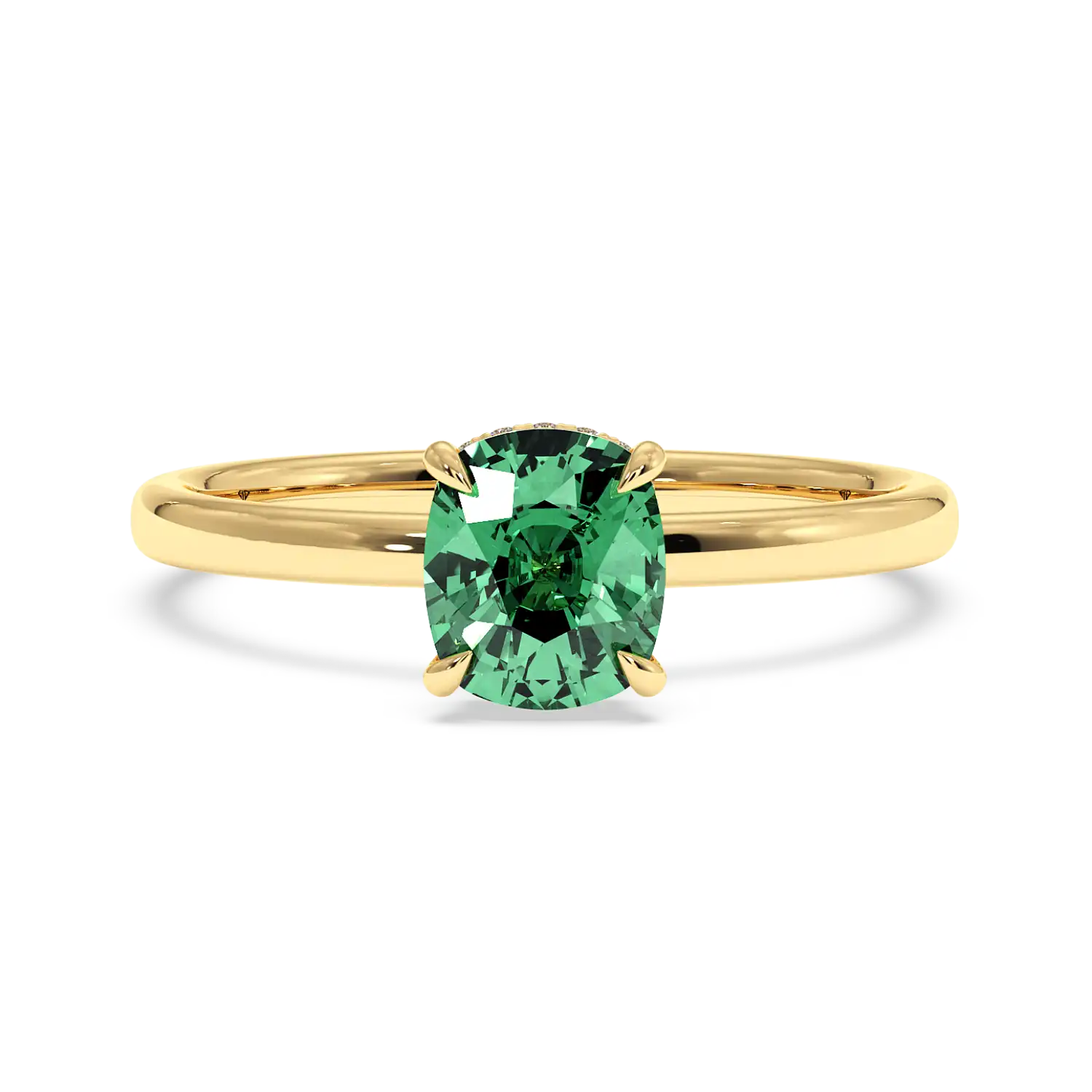 18K Yellow Gold Angie Plain Shank Hidden Halo Engagement Ring