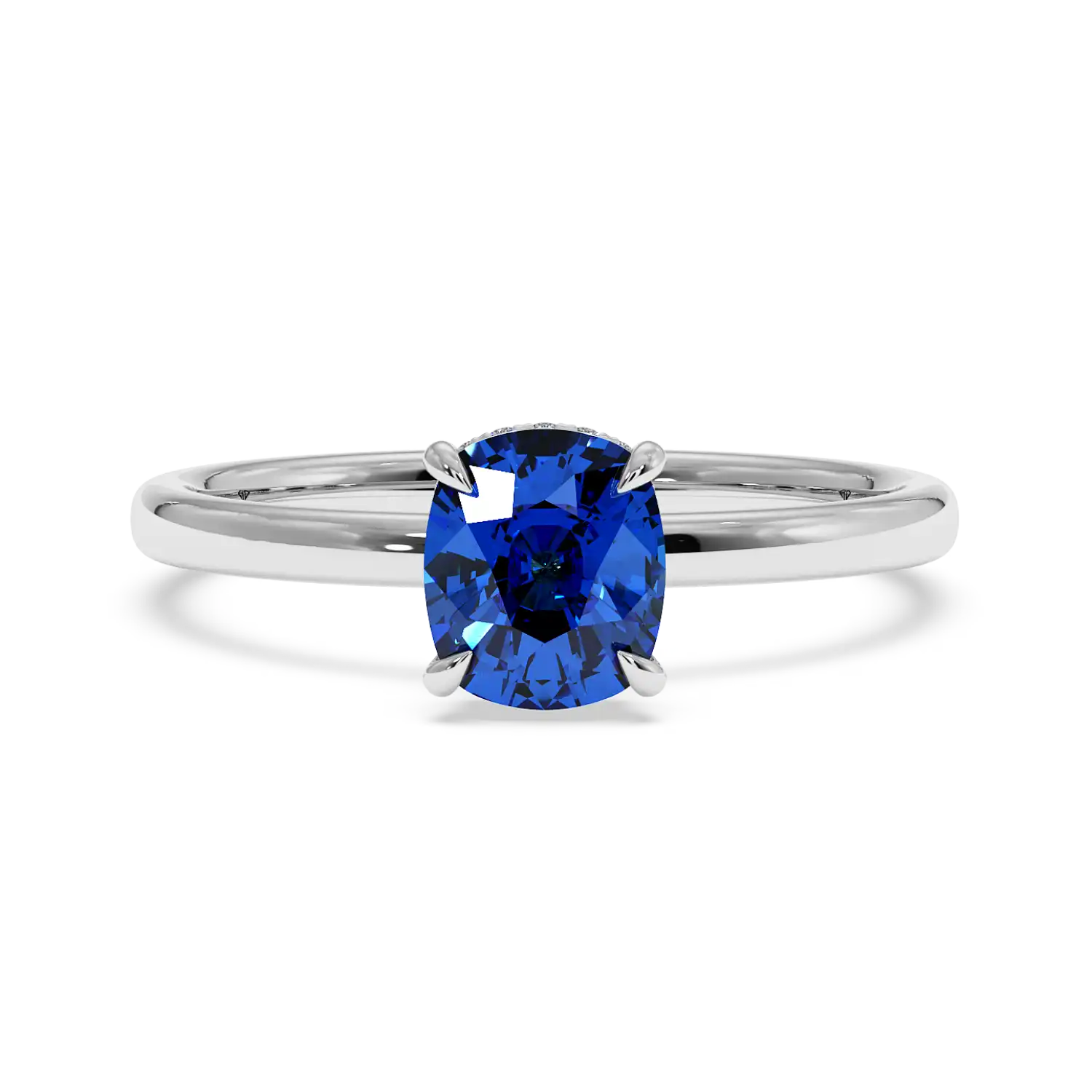 Platinum Angie Plain Shank Hidden Halo Engagement Ring