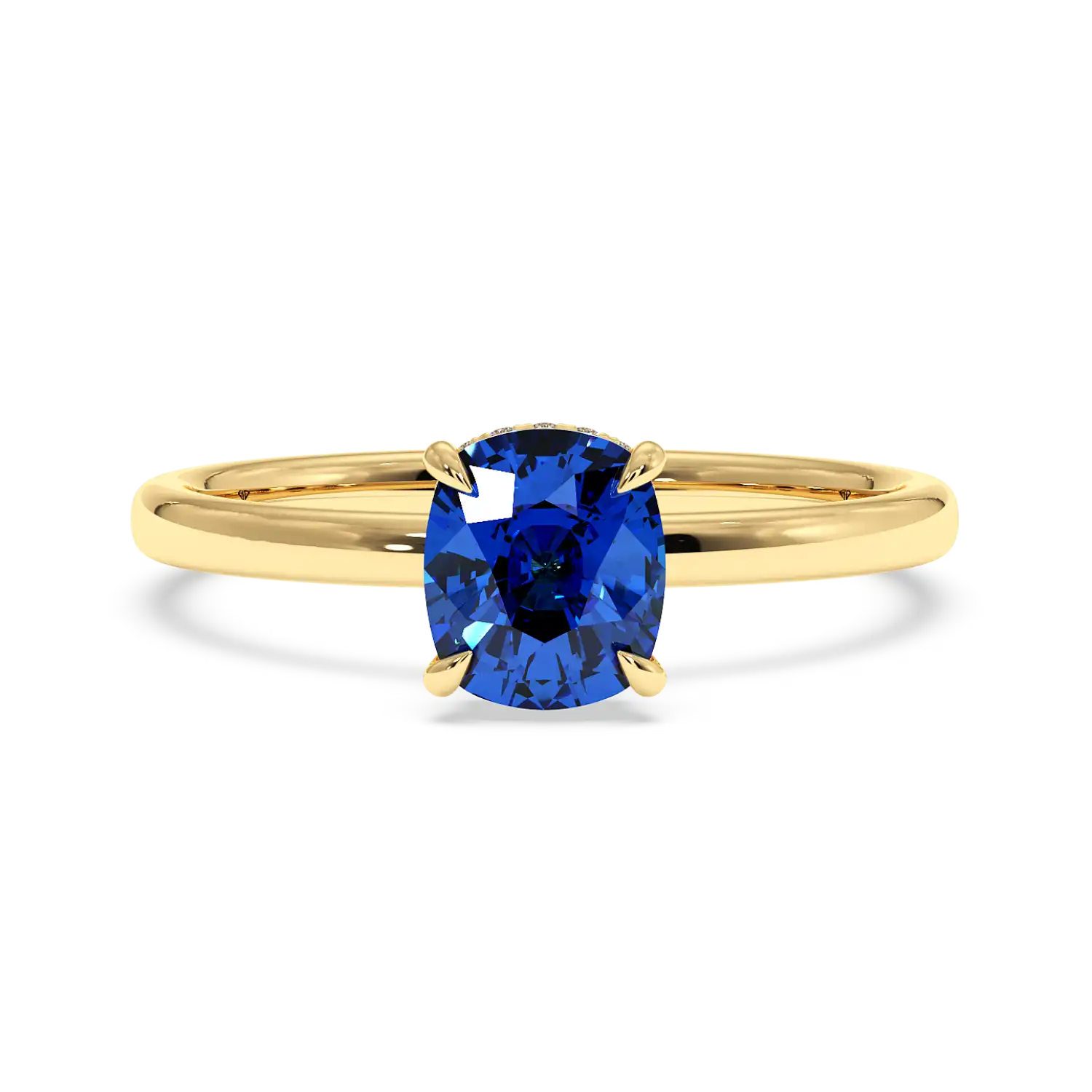 18K Yellow Gold Angie Plain Shank Hidden Halo Engagement Ring