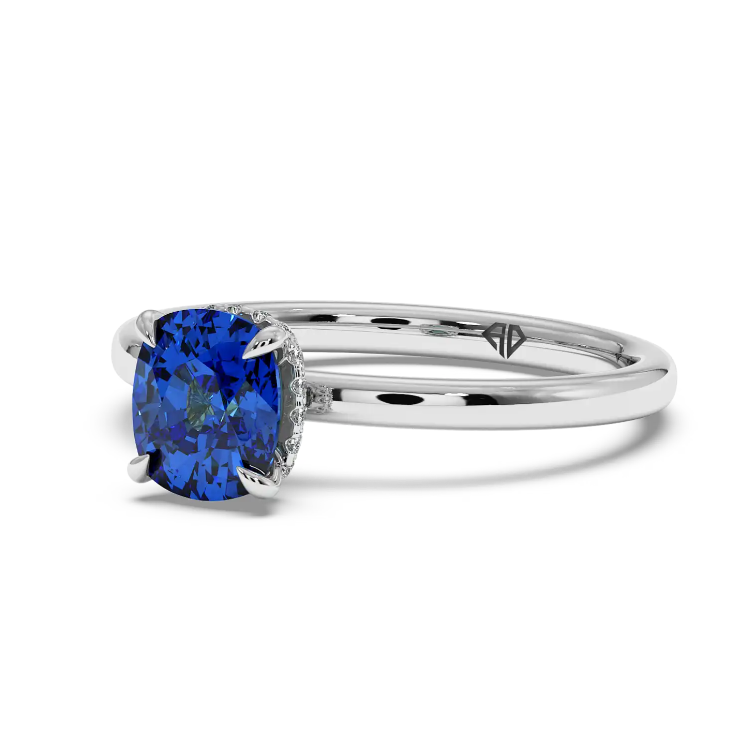 Platinum Angie Plain Shank Hidden Halo Engagement Ring