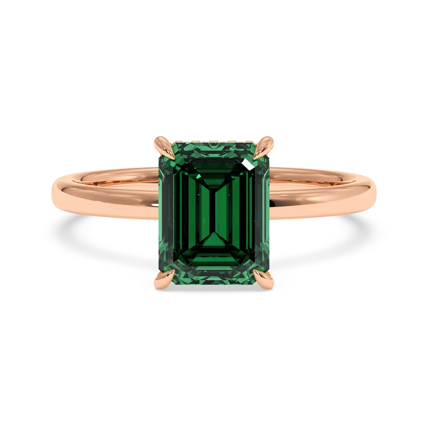 18K Rose Gold Angie Plain Shank Hidden Halo Engagement Ring