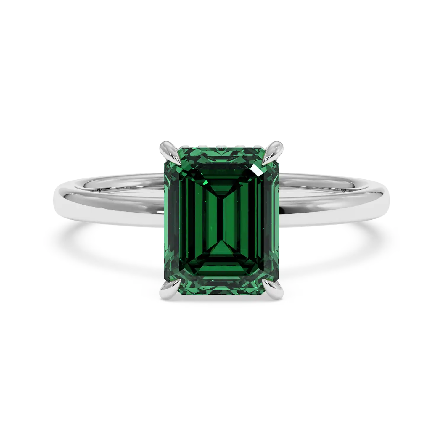 Platinum Angie Plain Shank Hidden Halo Engagement Ring