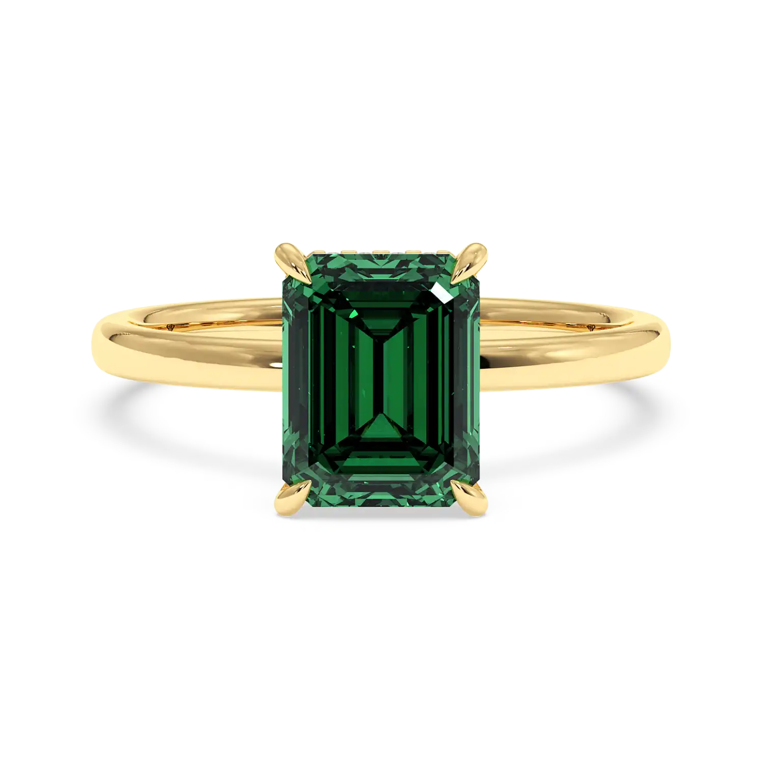 18K Yellow Gold Angie Plain Shank Hidden Halo Engagement Ring