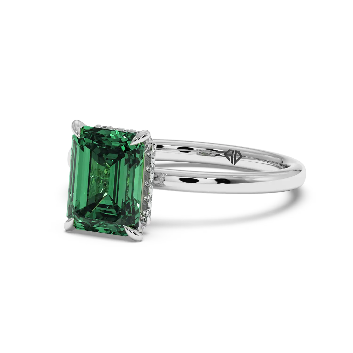 Platinum Angie Plain Shank Hidden Halo Engagement Ring