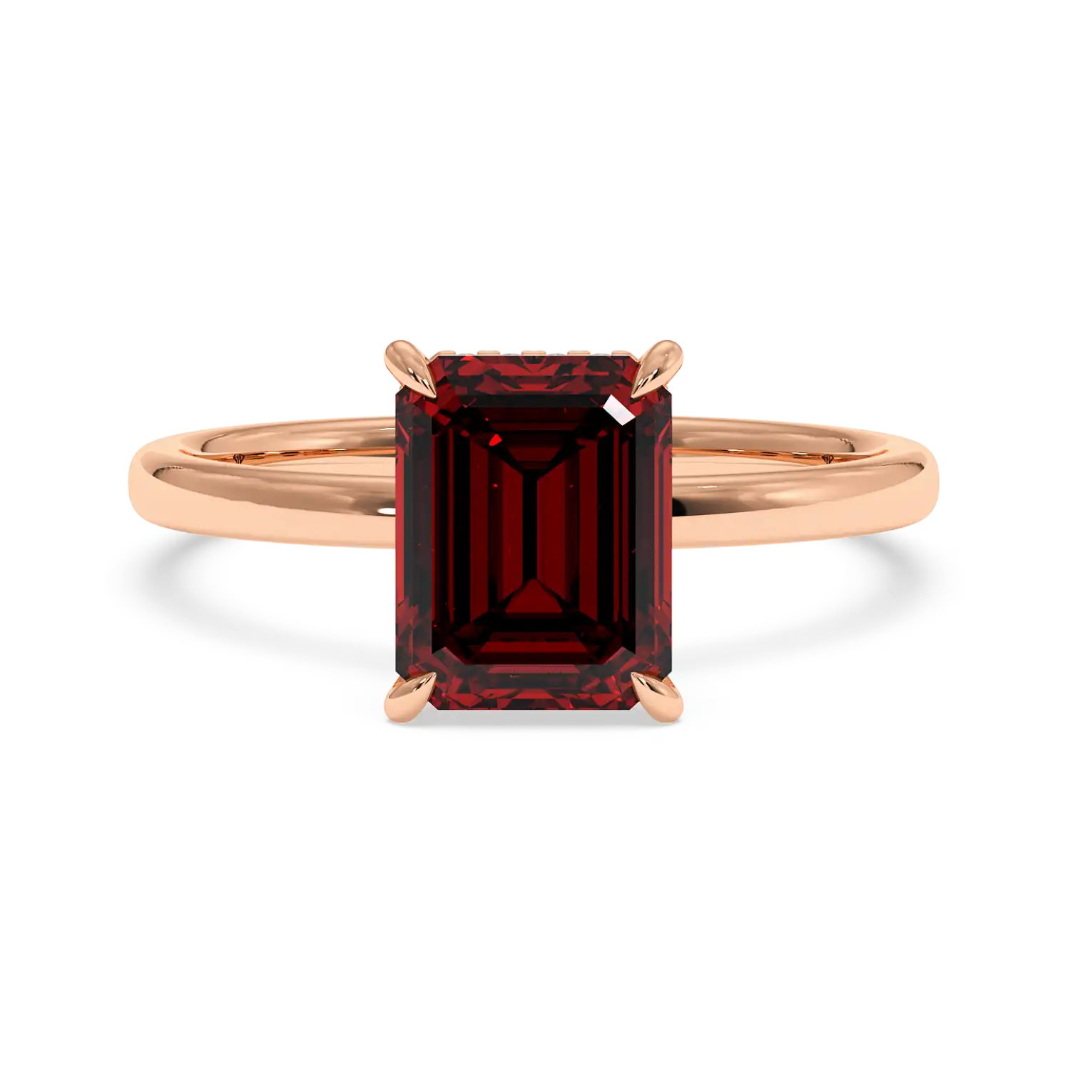 18K Rose Gold Angie Plain Shank Hidden Halo Engagement Ring