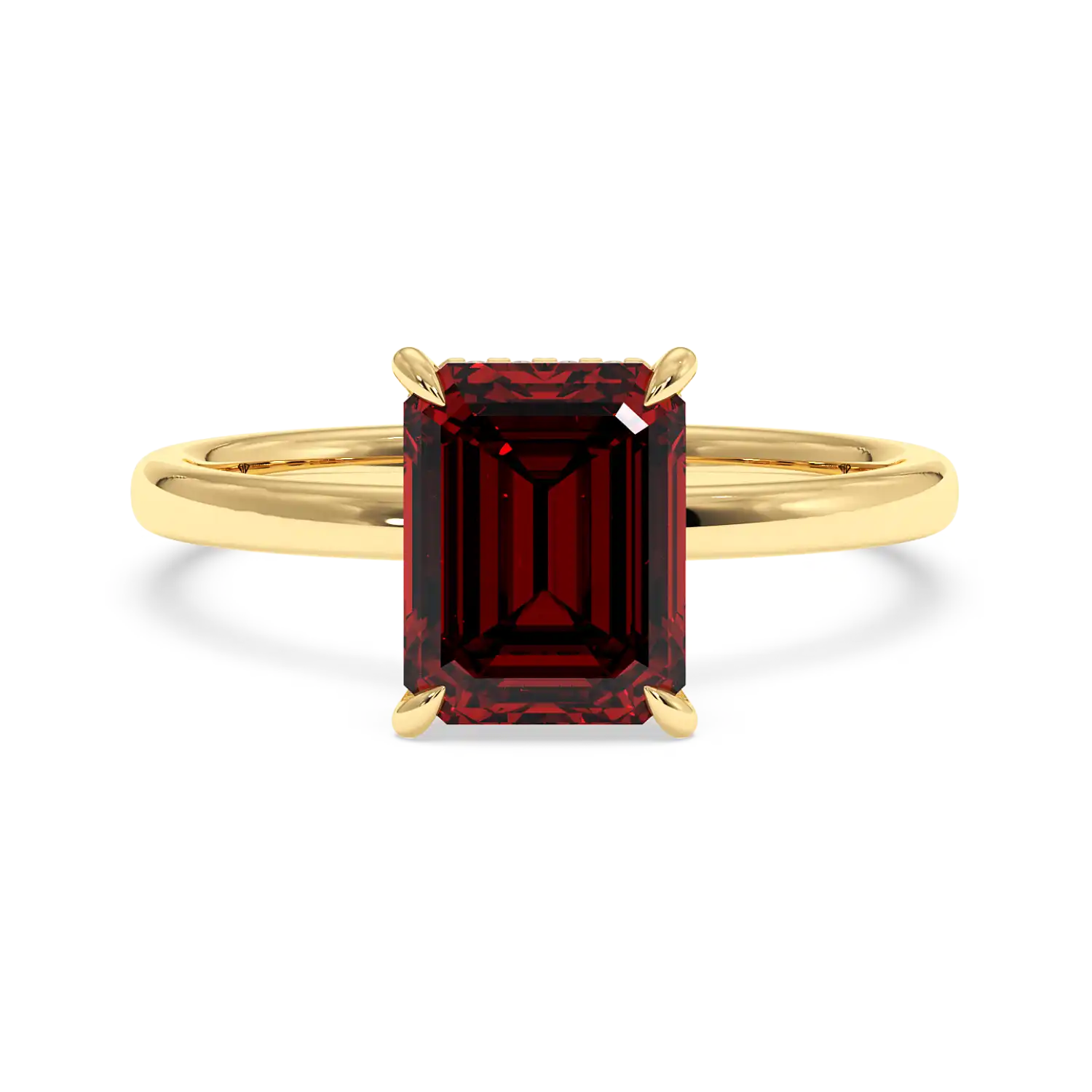 18K Yellow Gold Angie Plain Shank Hidden Halo Engagement Ring