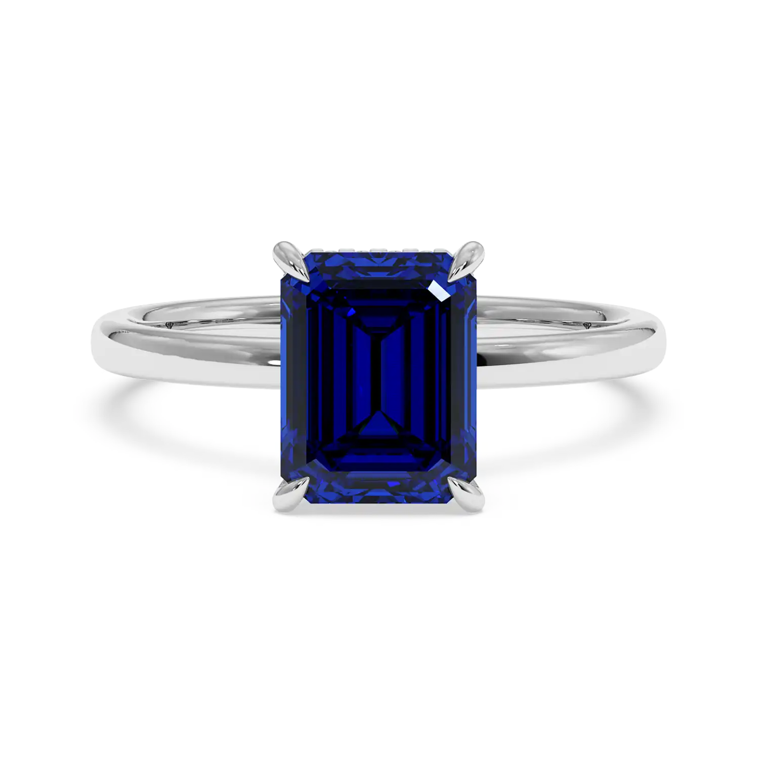 Platinum Angie Plain Shank Hidden Halo Engagement Ring