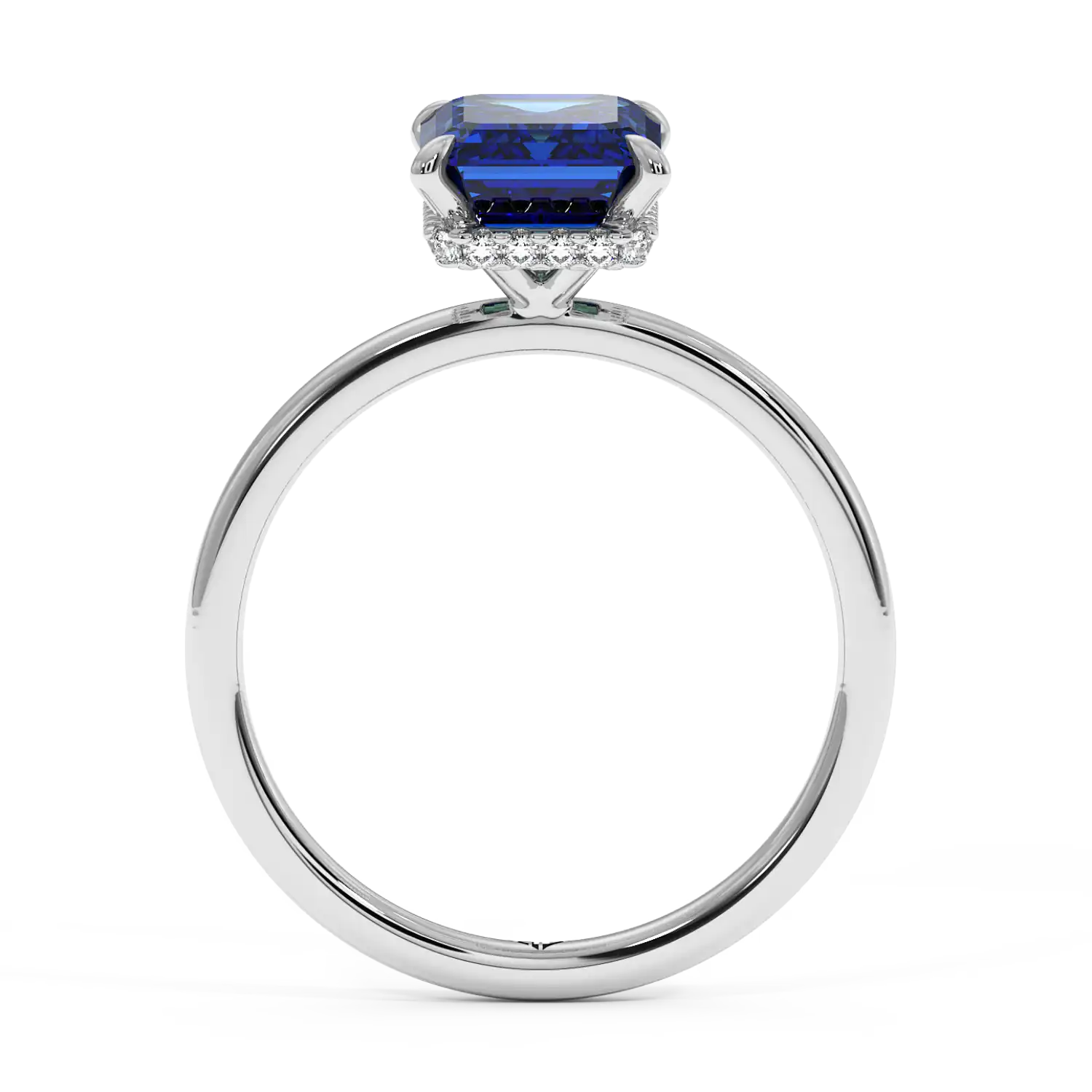 Platinum Angie Plain Shank Hidden Halo Engagement Ring