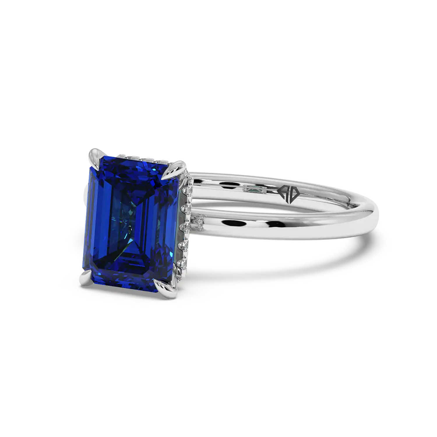 Platinum Angie Plain Shank Hidden Halo Engagement Ring