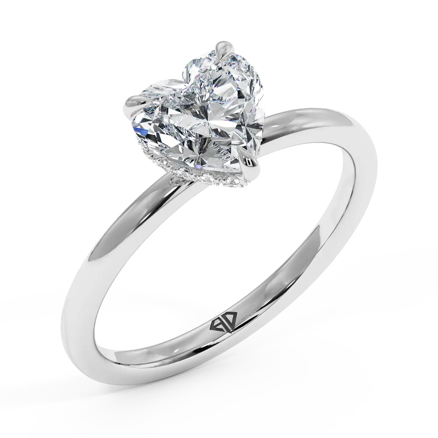 Platinum Angie Plain Shank Hidden Halo Engagement Ring