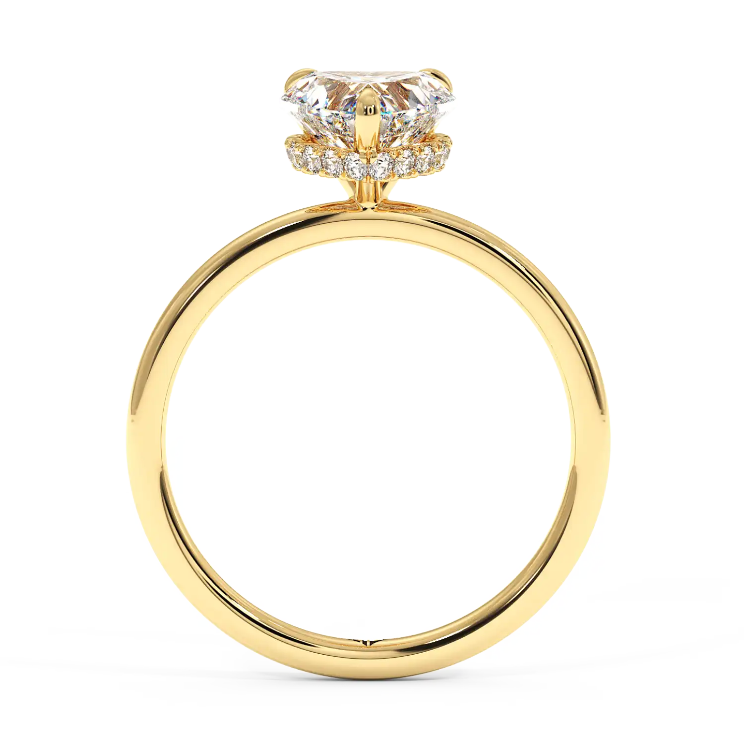 18K Yellow Gold Angie Plain Shank Hidden Halo Engagement Ring