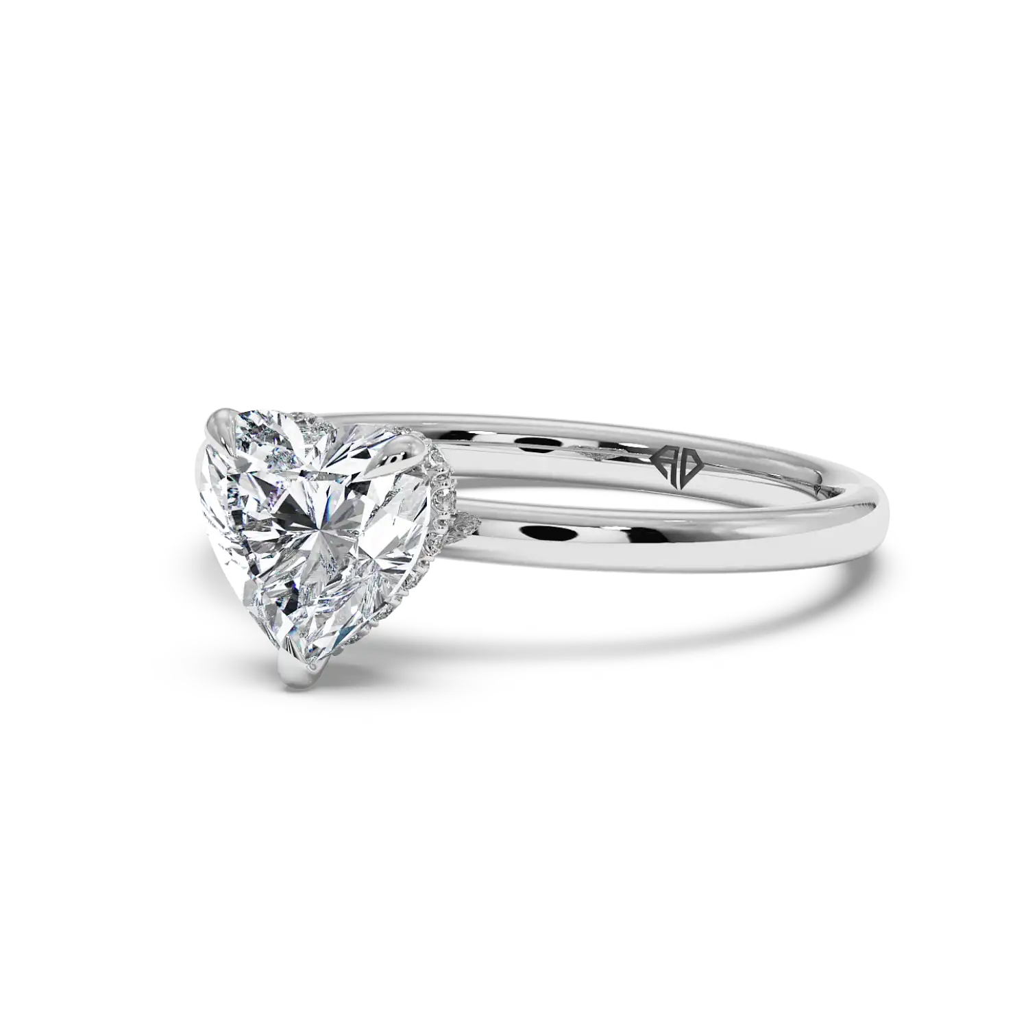 Platinum Angie Plain Shank Hidden Halo Engagement Ring