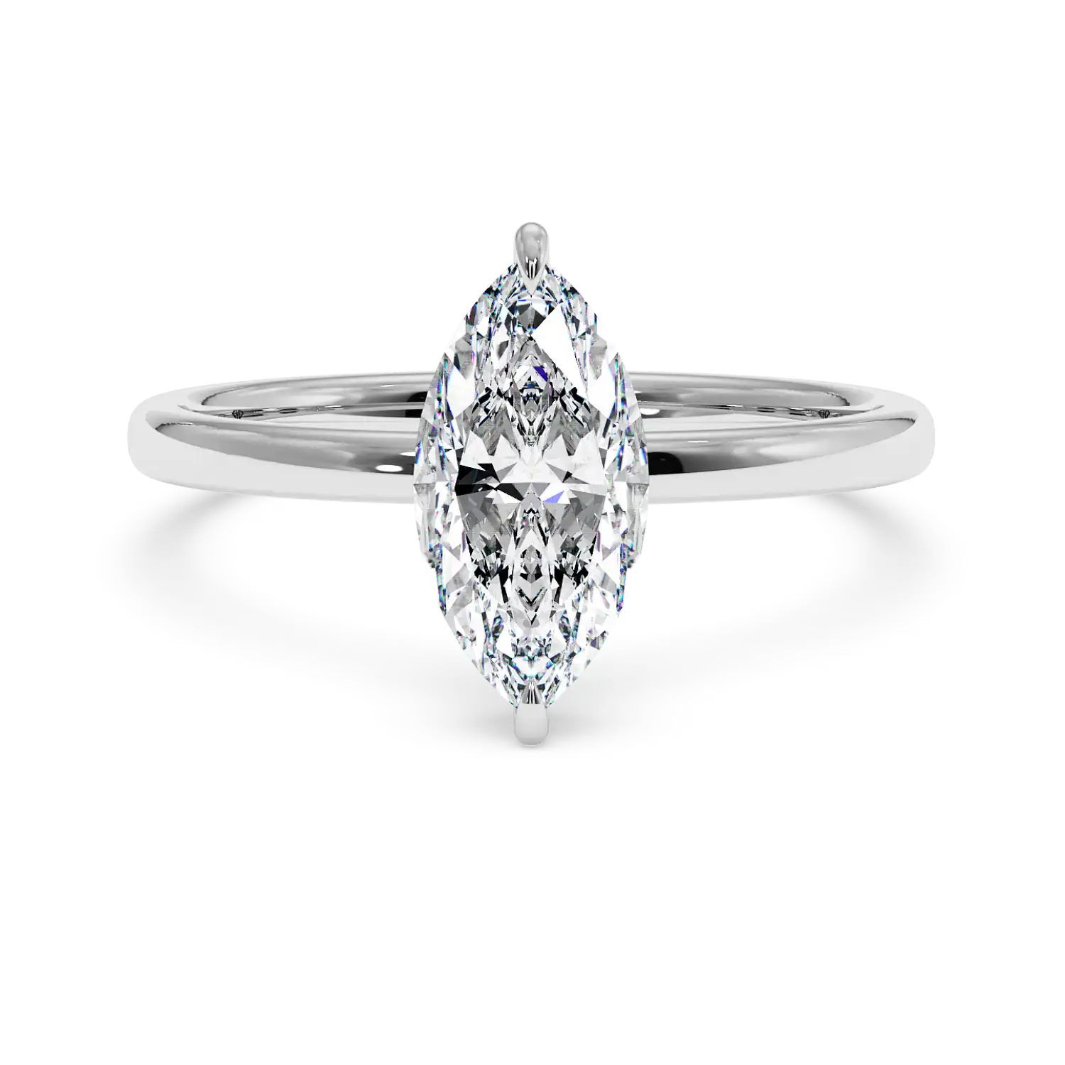 18K White Gold Angie Plain Shank Hidden Halo Engagement Ring