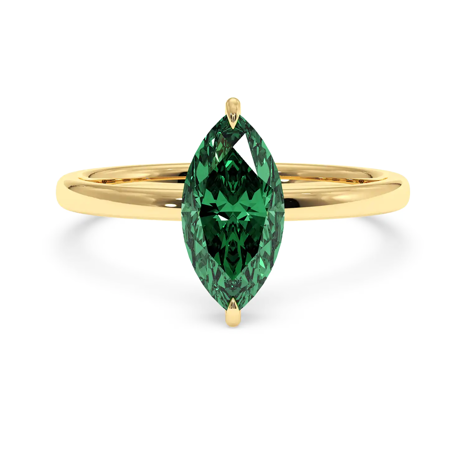 18K Yellow Gold Angie Plain Shank Hidden Halo Engagement Ring