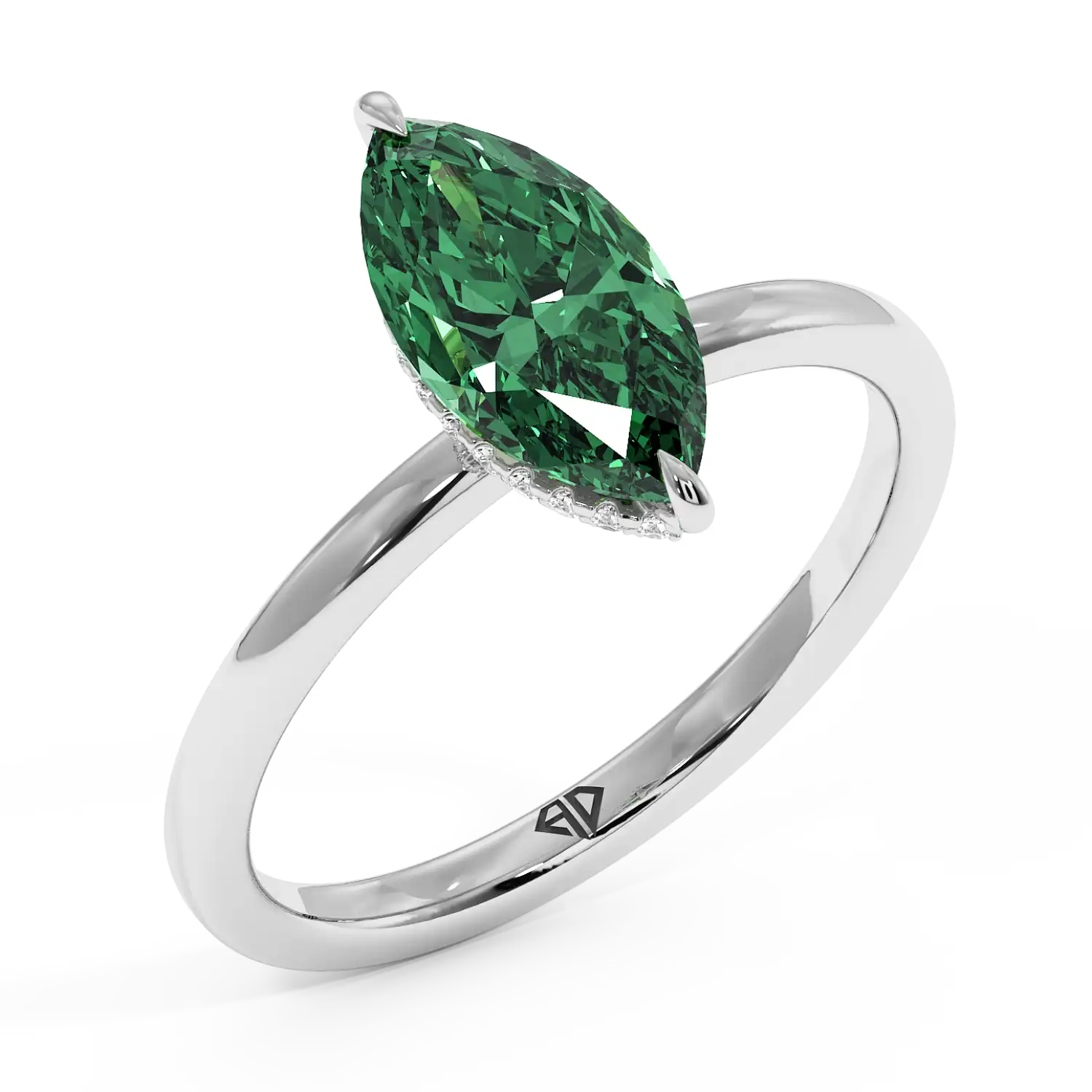 Platinum Angie Plain Shank Hidden Halo Engagement Ring