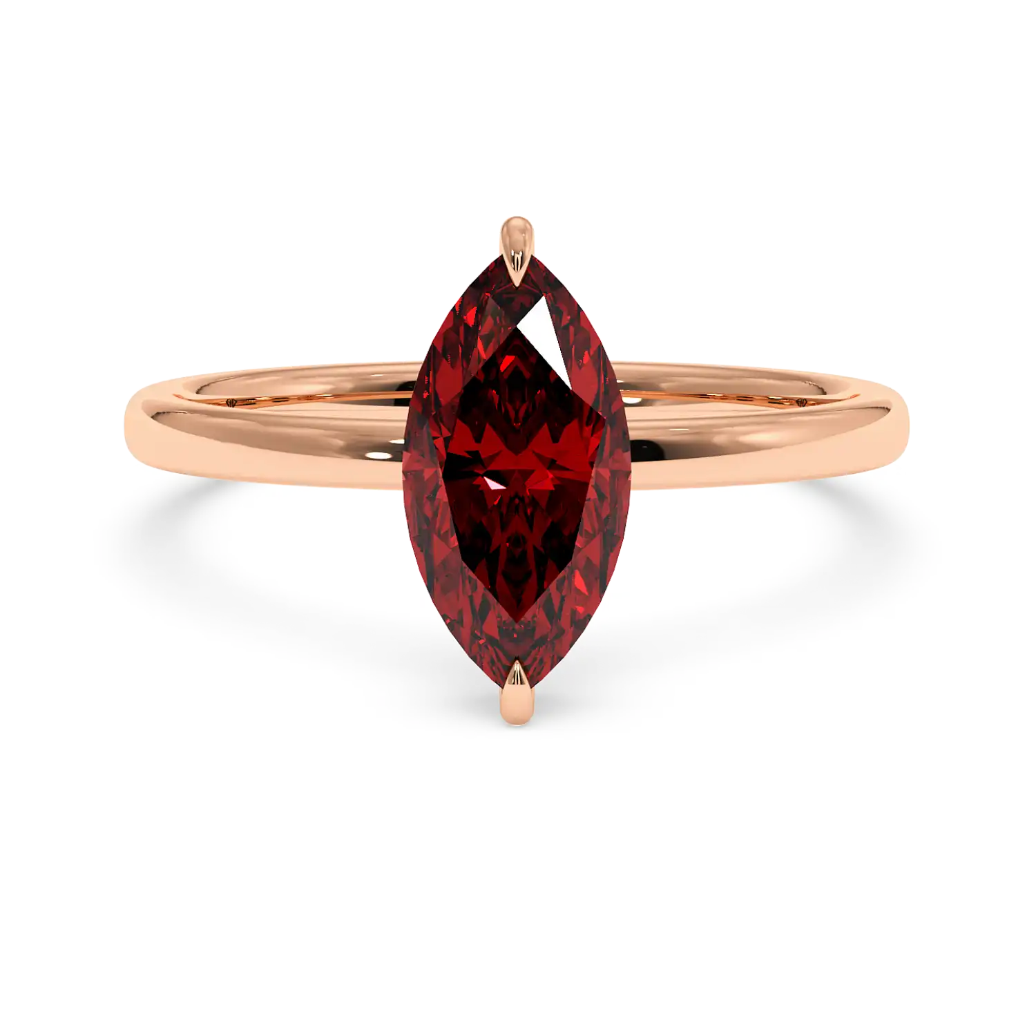 18K Rose Gold Angie Plain Shank Hidden Halo Engagement Ring