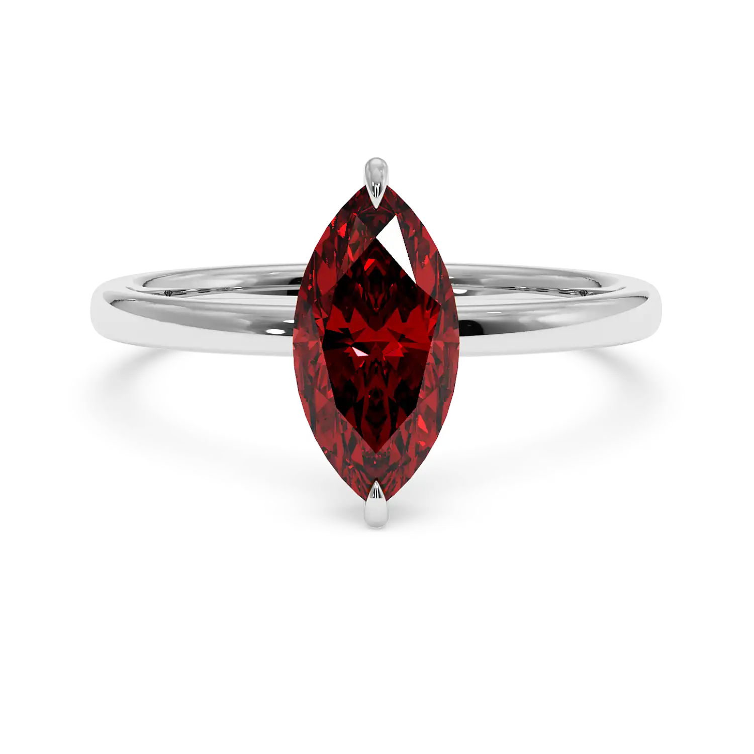 18K White Gold Angie Plain Shank Hidden Halo Engagement Ring