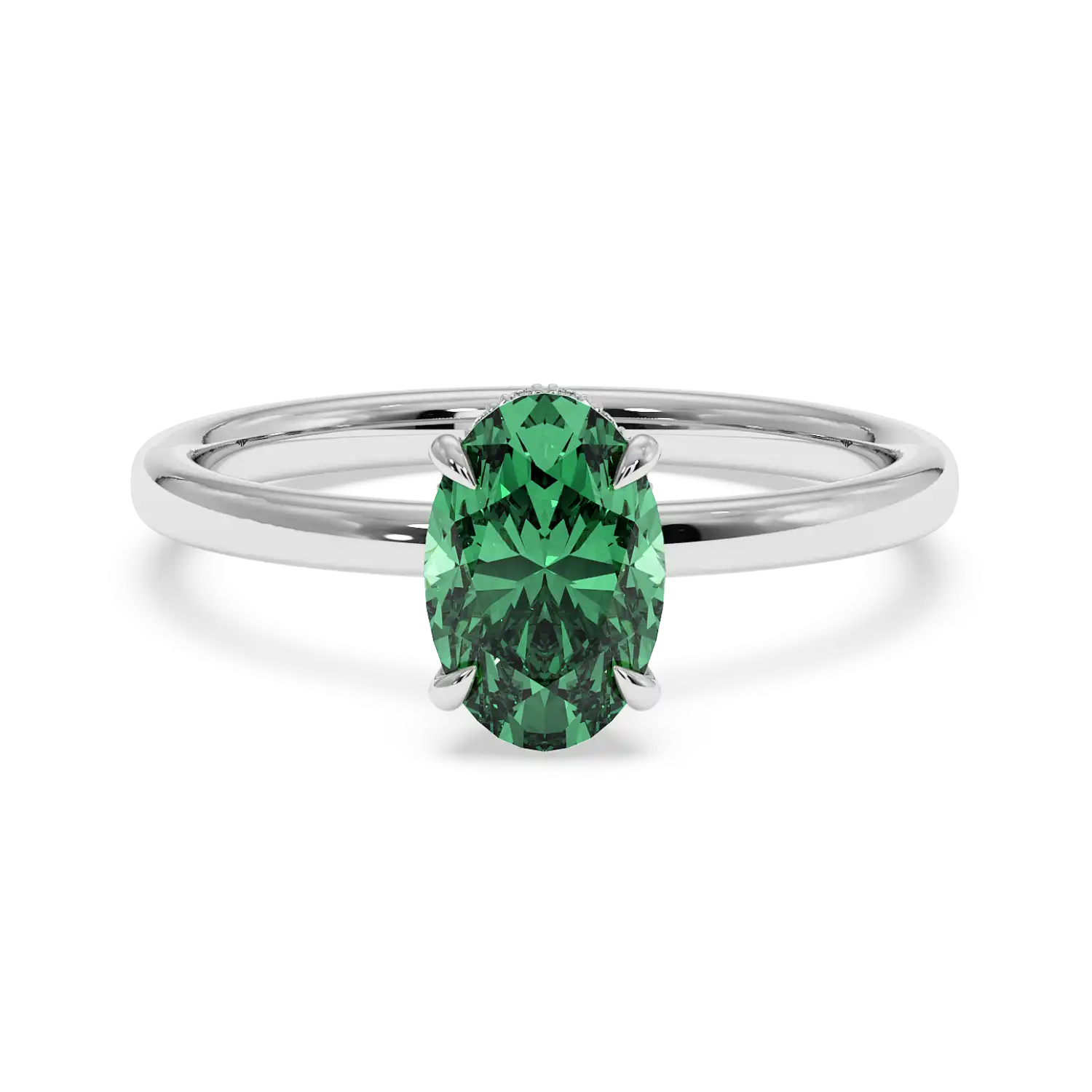 Platinum Angie Plain Shank Hidden Halo Engagement Ring