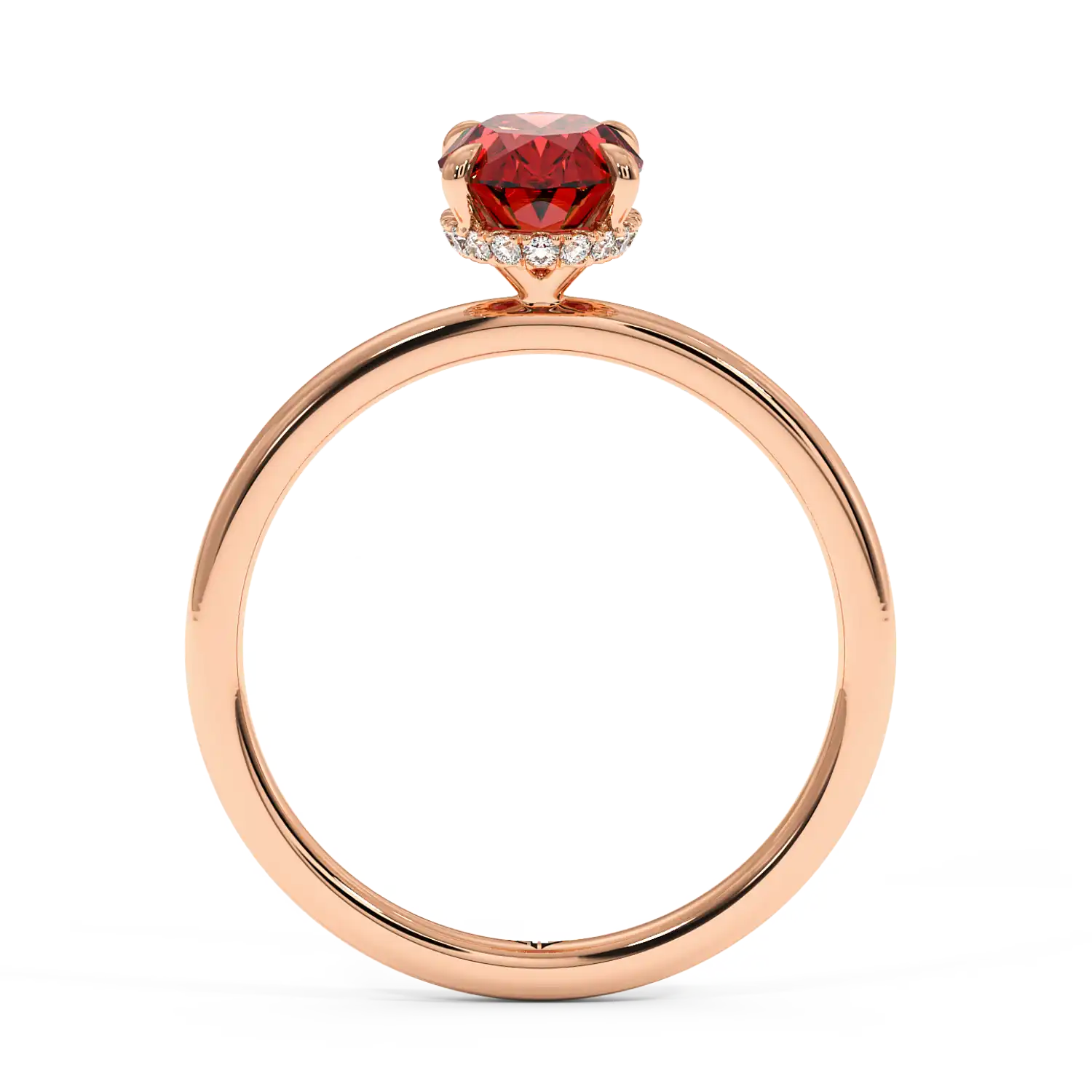18K Rose Gold Angie Plain Shank Hidden Halo Engagement Ring