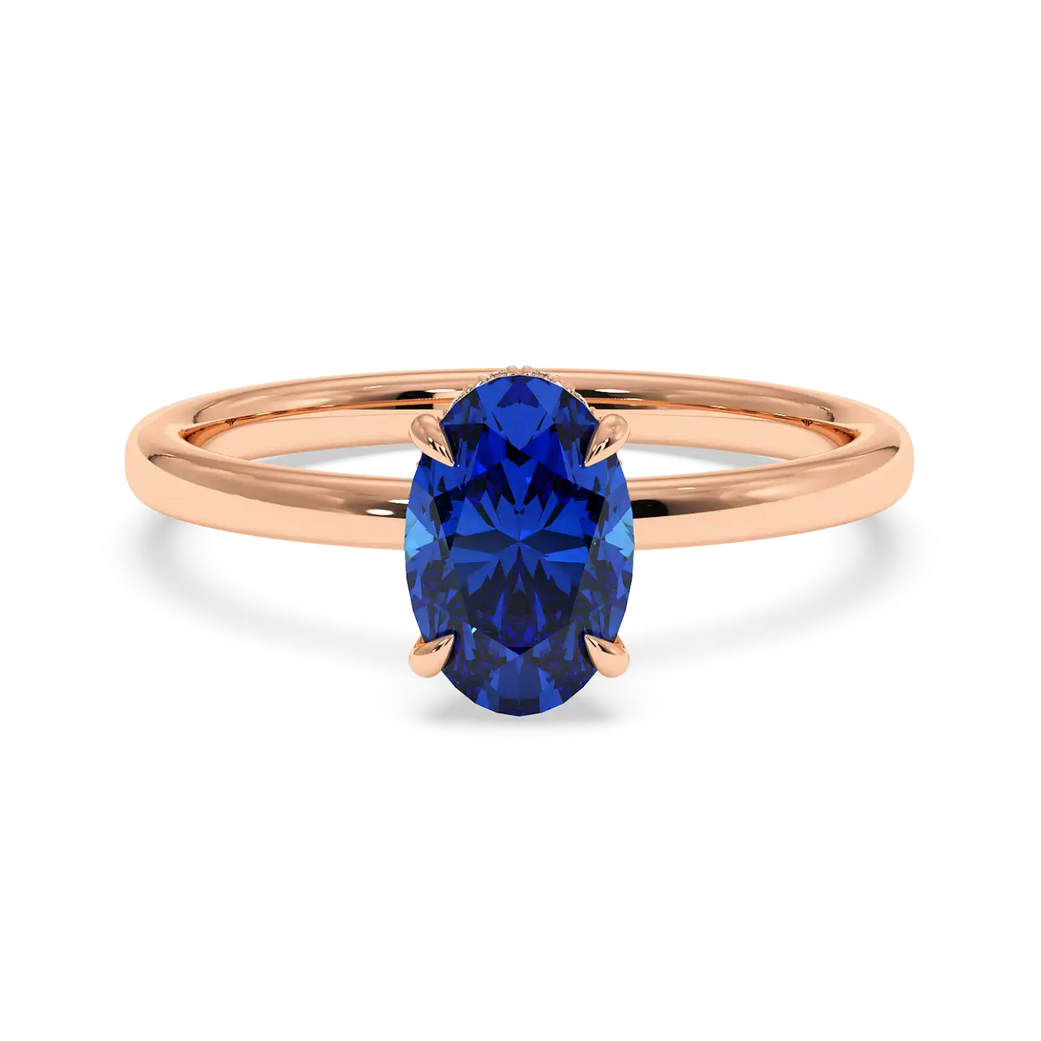 18K Rose Gold Angie Plain Shank Hidden Halo Engagement Ring