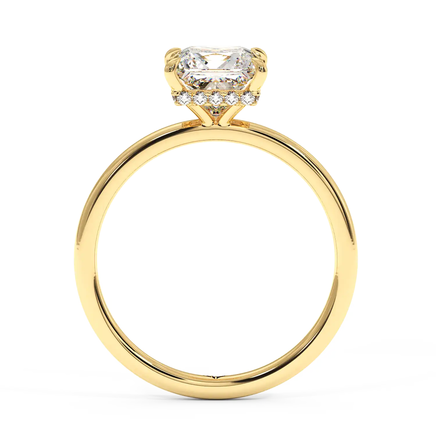 18K Yellow Gold Angie Plain Shank Hidden Halo Engagement Ring