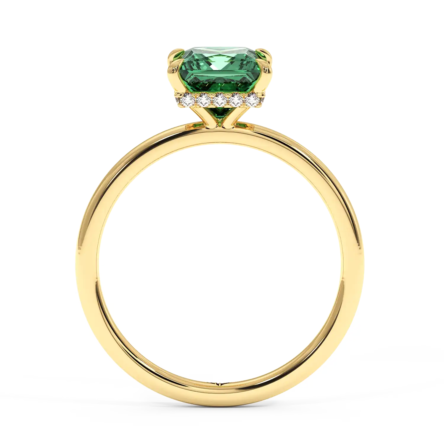 18K Yellow Gold Angie Plain Shank Hidden Halo Engagement Ring