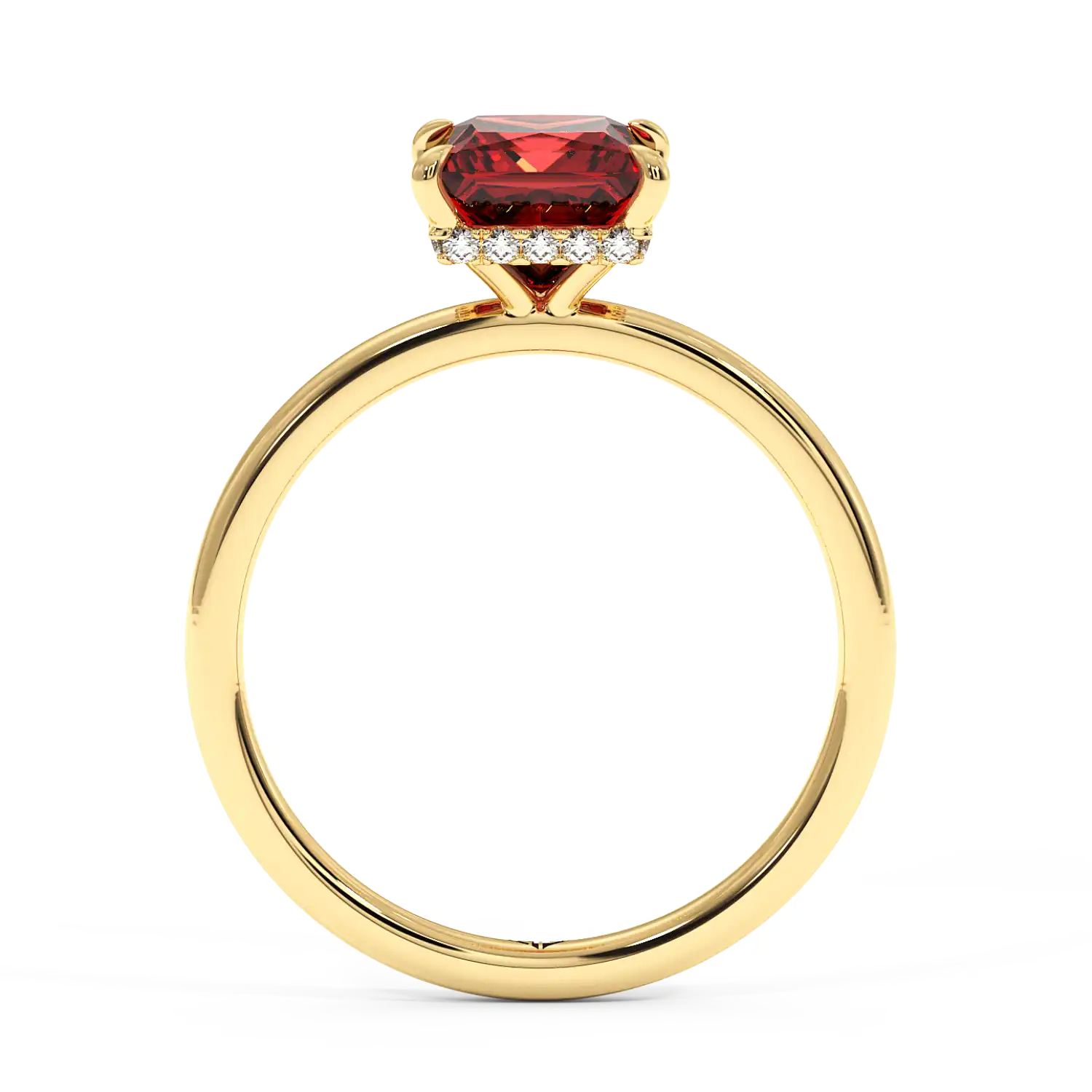 18K Yellow Gold Angie Plain Shank Hidden Halo Engagement Ring