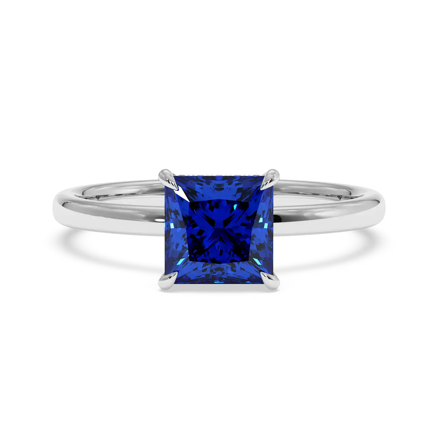 Platinum Angie Plain Shank Hidden Halo Engagement Ring