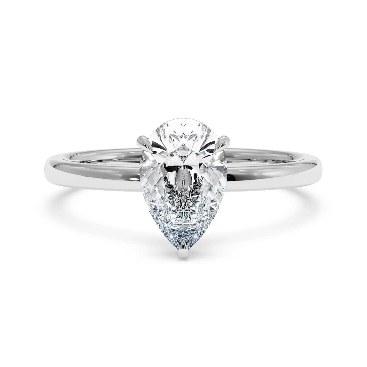 18K White Gold Angie Plain Shank Hidden Halo Engagement Ring