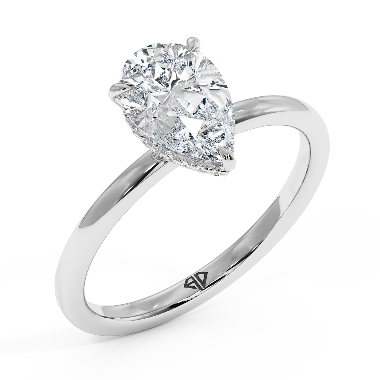 Platinum Angie Plain Shank Hidden Halo Engagement Ring