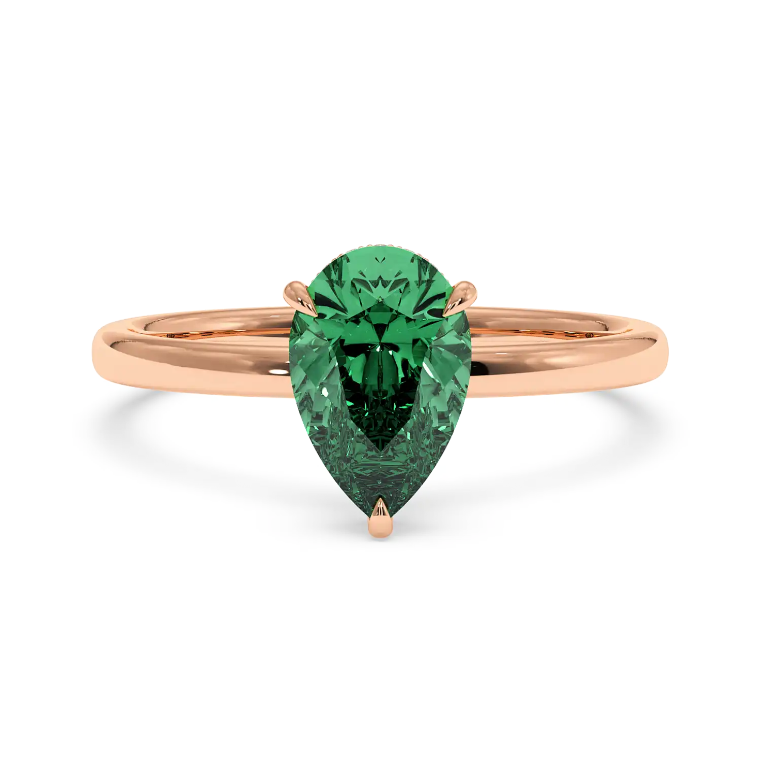 18K Rose Gold Angie Plain Shank Hidden Halo Engagement Ring