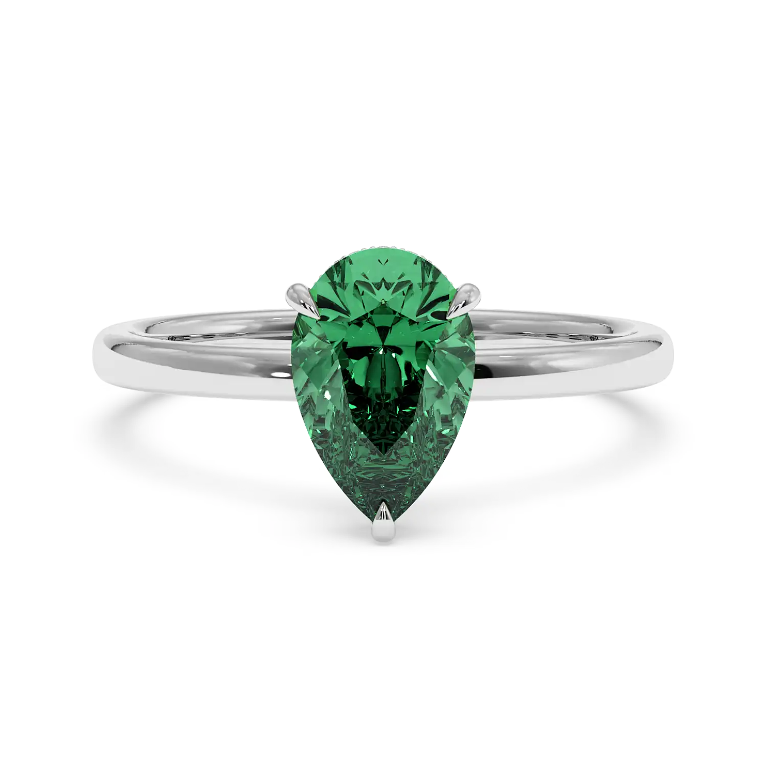 Platinum Angie Plain Shank Hidden Halo Engagement Ring